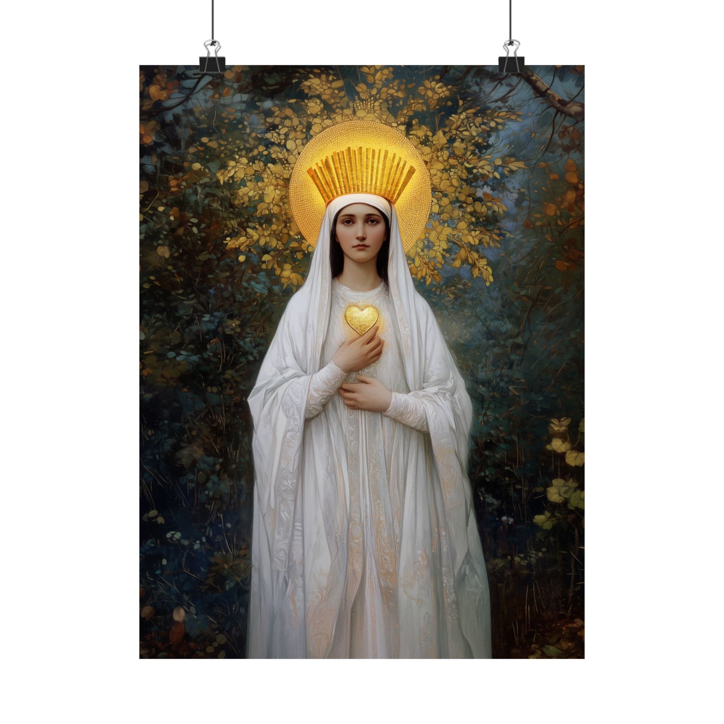 Our Lady of Beauraing - Our Lady of the Golden Heart - Marian Art - Sanctified Souls Print - Multiple Sizes - Premium Vertical Posters