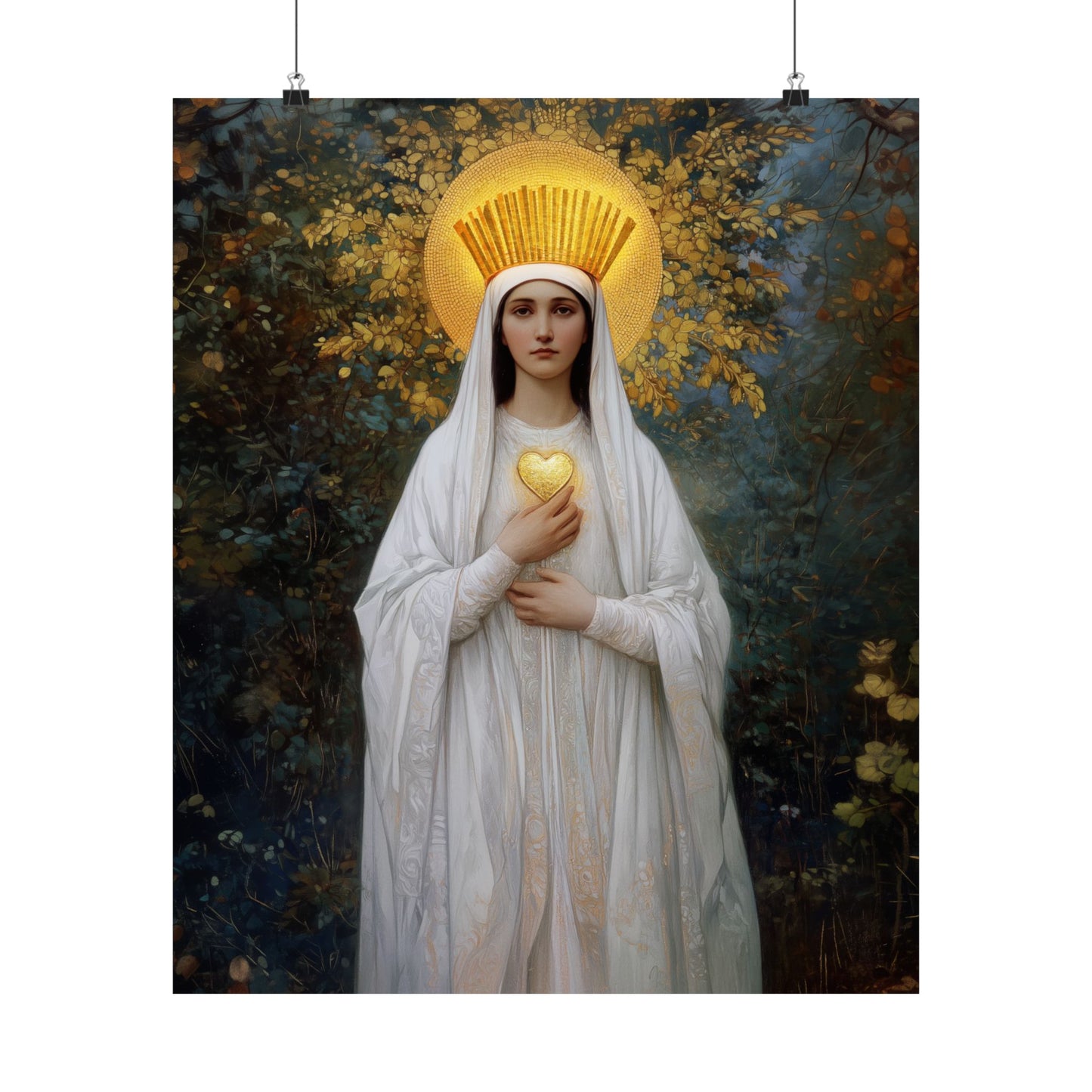 Our Lady of Beauraing - Our Lady of the Golden Heart - Marian Art - Sanctified Souls Print - Multiple Sizes - Premium Vertical Posters