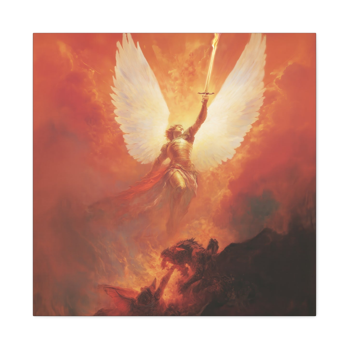 Saint Michael the Archangel -  Museum Wrapped Canvas - Sanctified Souls Print - Religious Art for your Home - Angel Art - Religious