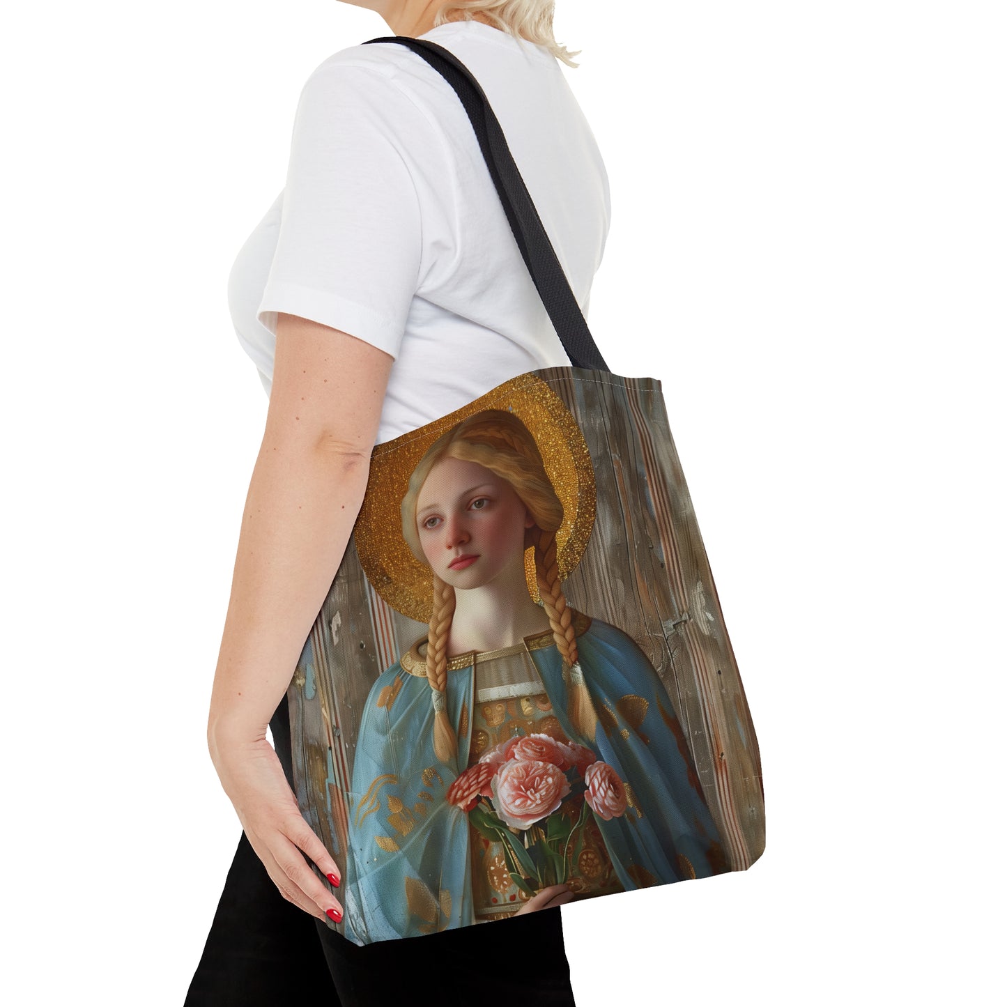 Saint Fina Tote Bag - Purse - Three sizes - Large Medium Small Faith Art Bag - Catholic faith carry-all purse - Double Sided