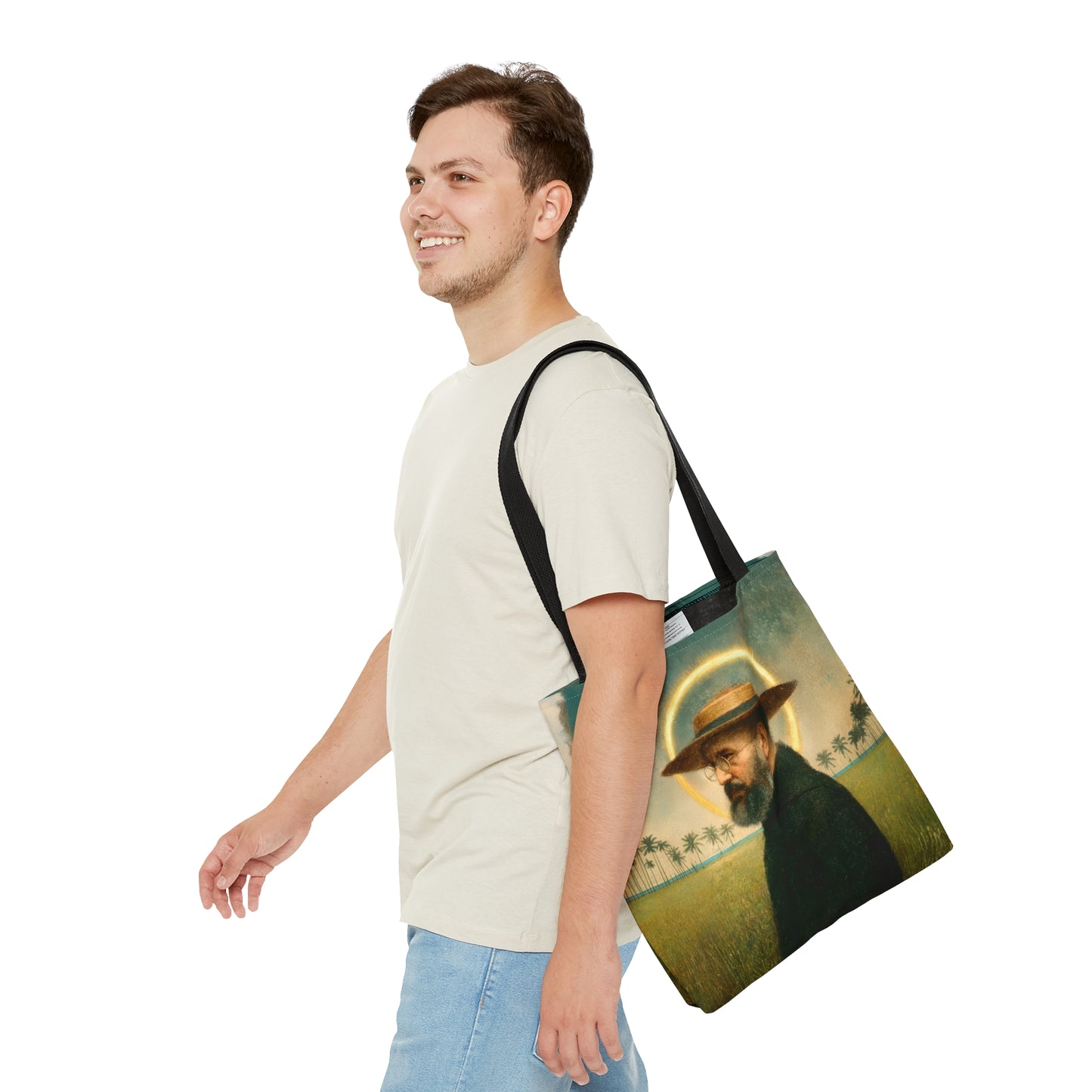 Saint Damien of Molokai Tote Bag - Large Medium Small Faith Art Bag - Catholic Faith Purse - Double Sided
