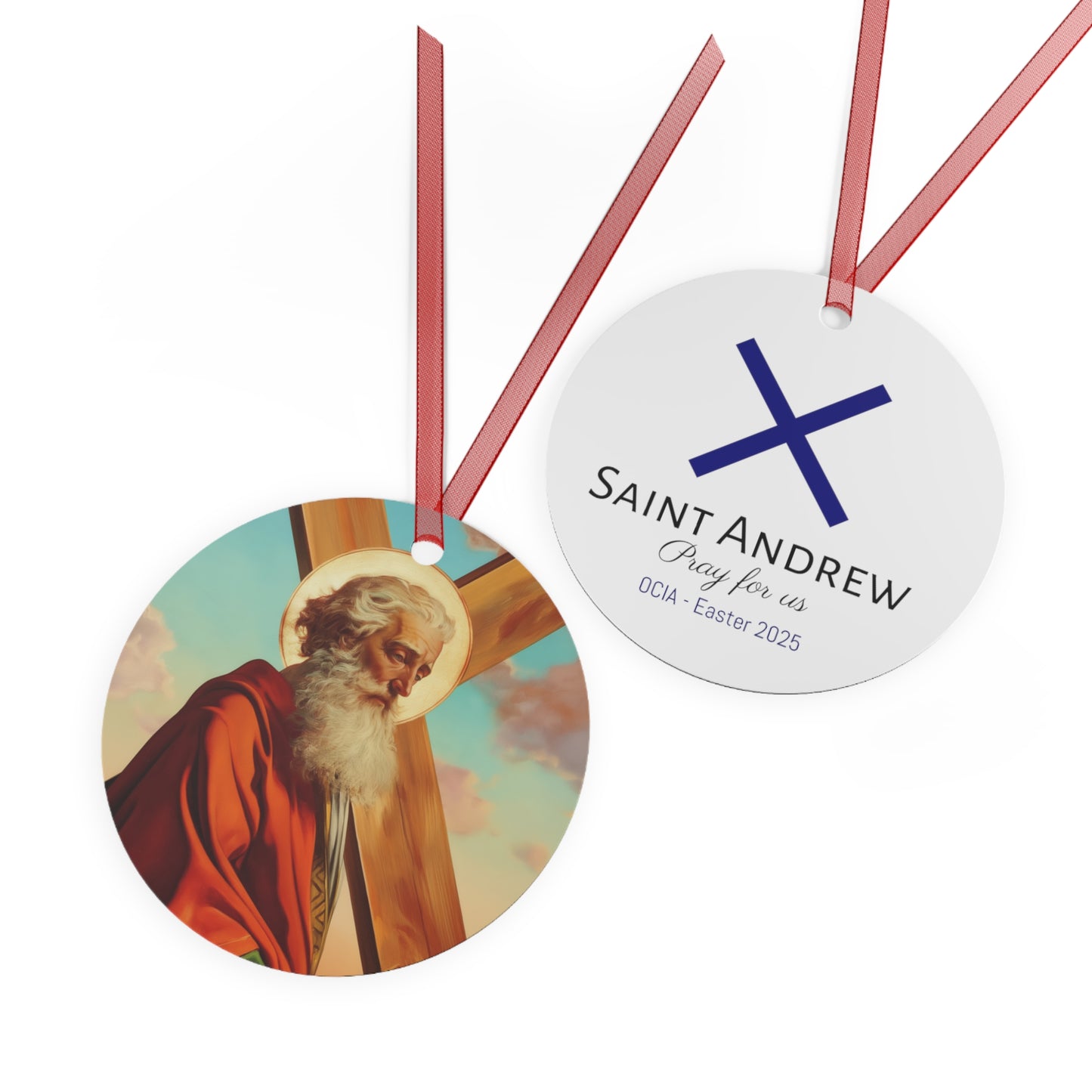 Saint Andrew the Apostle Metal Ornament - Religious Holiday Christmas Keepsake - Religious Catholic Tree Ornament - Christmas Gift