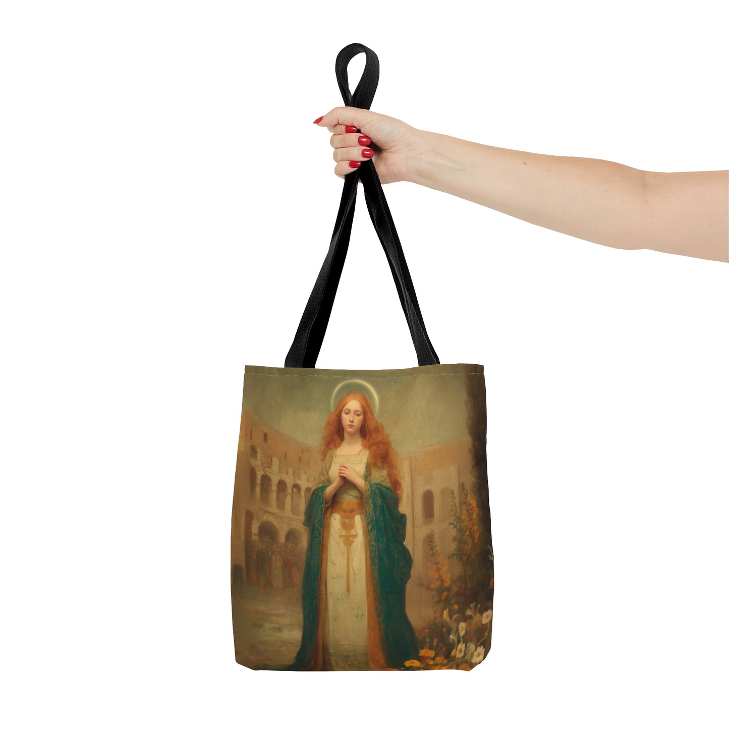 Saint Justina - Tote Bag - Large Medium Small Faith Art Bag - Bible Study Faith Purse - Double Sided Prayer Tote