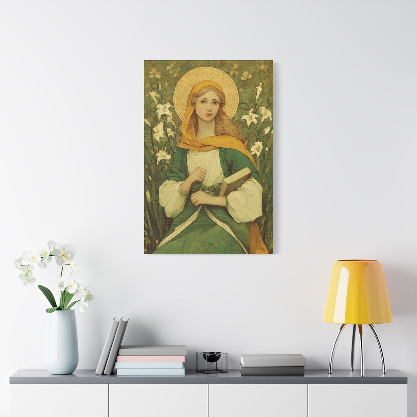 Saint Dymphna - Museum Wrapped Canvas - Sanctified Souls Print - Religious Art for your Home