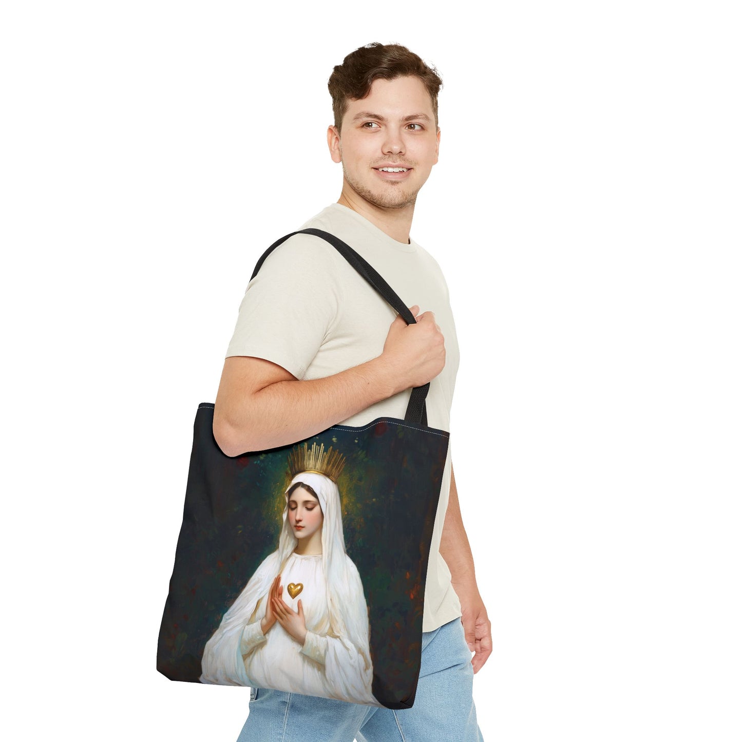 Our Lady of Beauraing - Our Lady of the Golden Heart - Marian Art - Tote Bag - Large Medium Small Faith Art Bag - Tote Purse