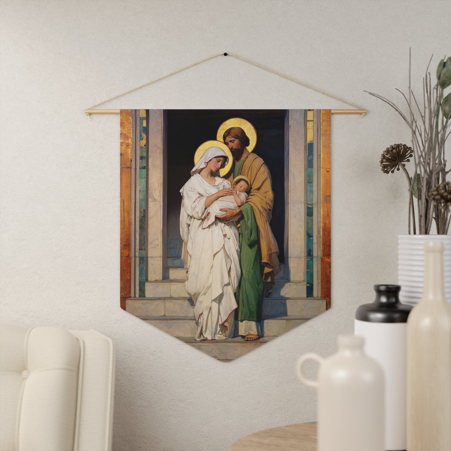 The Feast of the Presentation of the Lord - Holy Family - Pennant / Banner / Wall Hanging - Prayer room - Catholic Art - Large - 18" x 21"