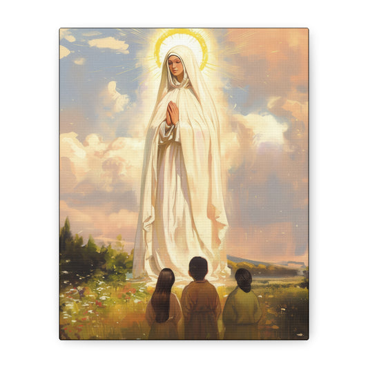 Our Lady of Fátima - Gallery Wrapped Canvas - Print - Religious Art for your Home - Catholic art print - prayer room art