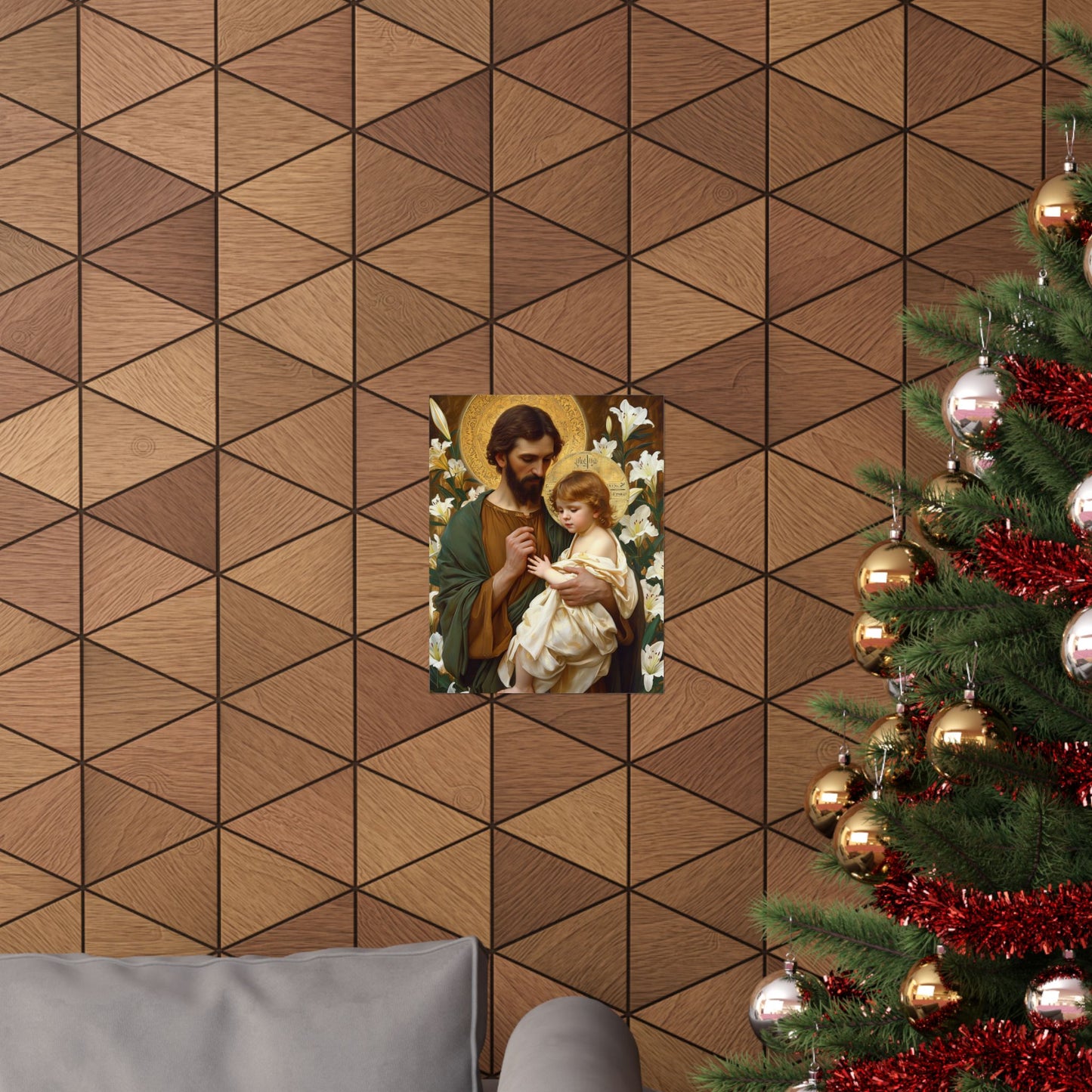 Saint Joseph and the Christ Child  - Sanctified Souls Print - Multiple Sizes - Premium Matte Vertical Posters