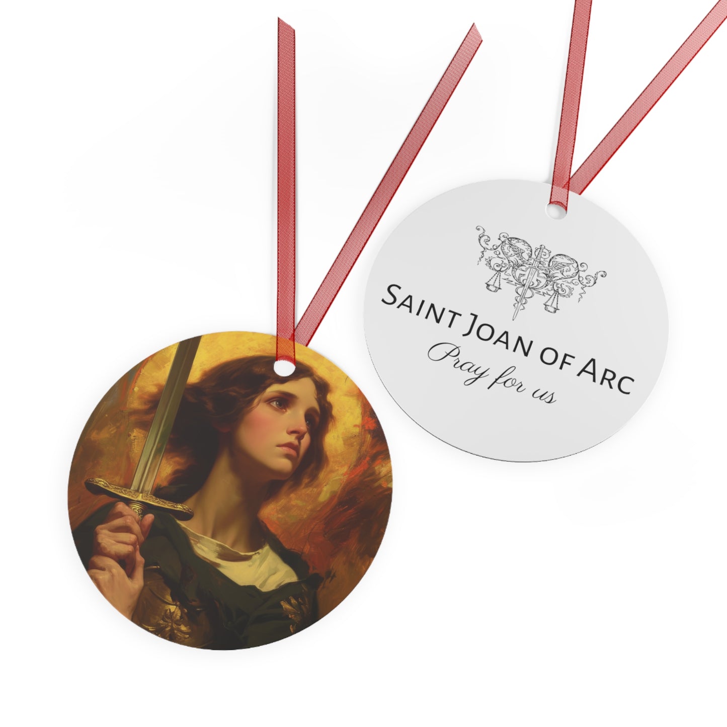 Saint Joan of Arc Portrait Ornament - Religious Holiday Christmas Ornament and Keepsake - Double sided Keepsake Religious Ornament