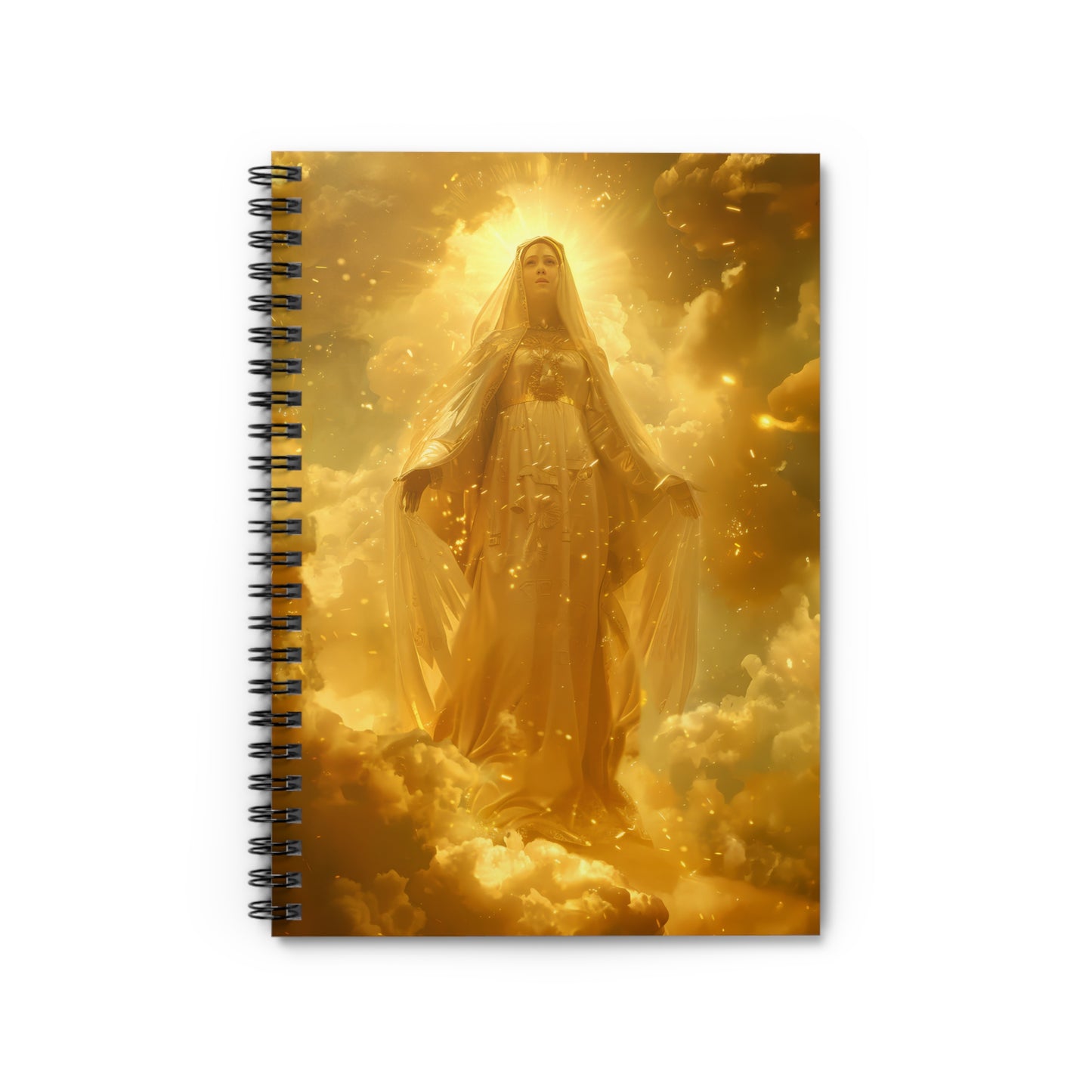 Virgin Mary - Mystical Sun - Golden Mary - Sanctified Souls Art - Religious - Spiral Notebook - Ruled Line - Catholic Religious art