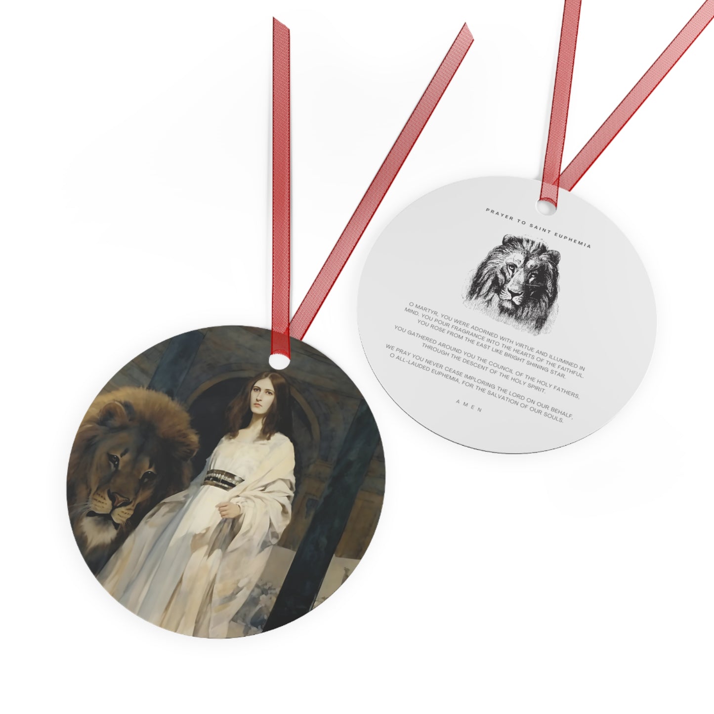 Saint Euphemia Metal Ornament - Religious Holiday Christmas Ornament and Keepsake - Double sided Keepsake Religious Ornament
