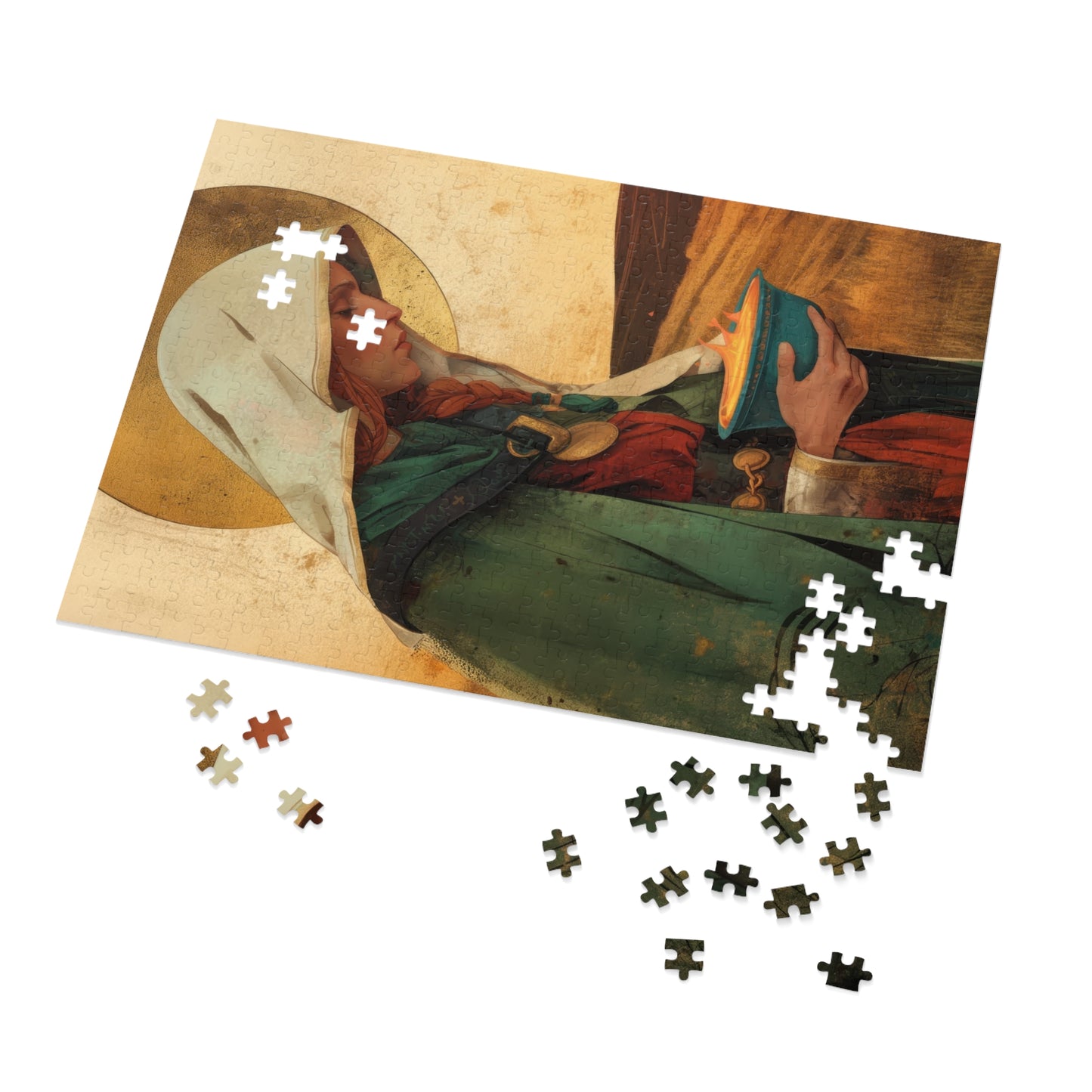 Saint Brigid of Ireland / Kildare - Puzzle and Keepsake Tin - Religious (30, 110, 252, 500,1000) - Religious Puzzle - Gifts for Catholics
