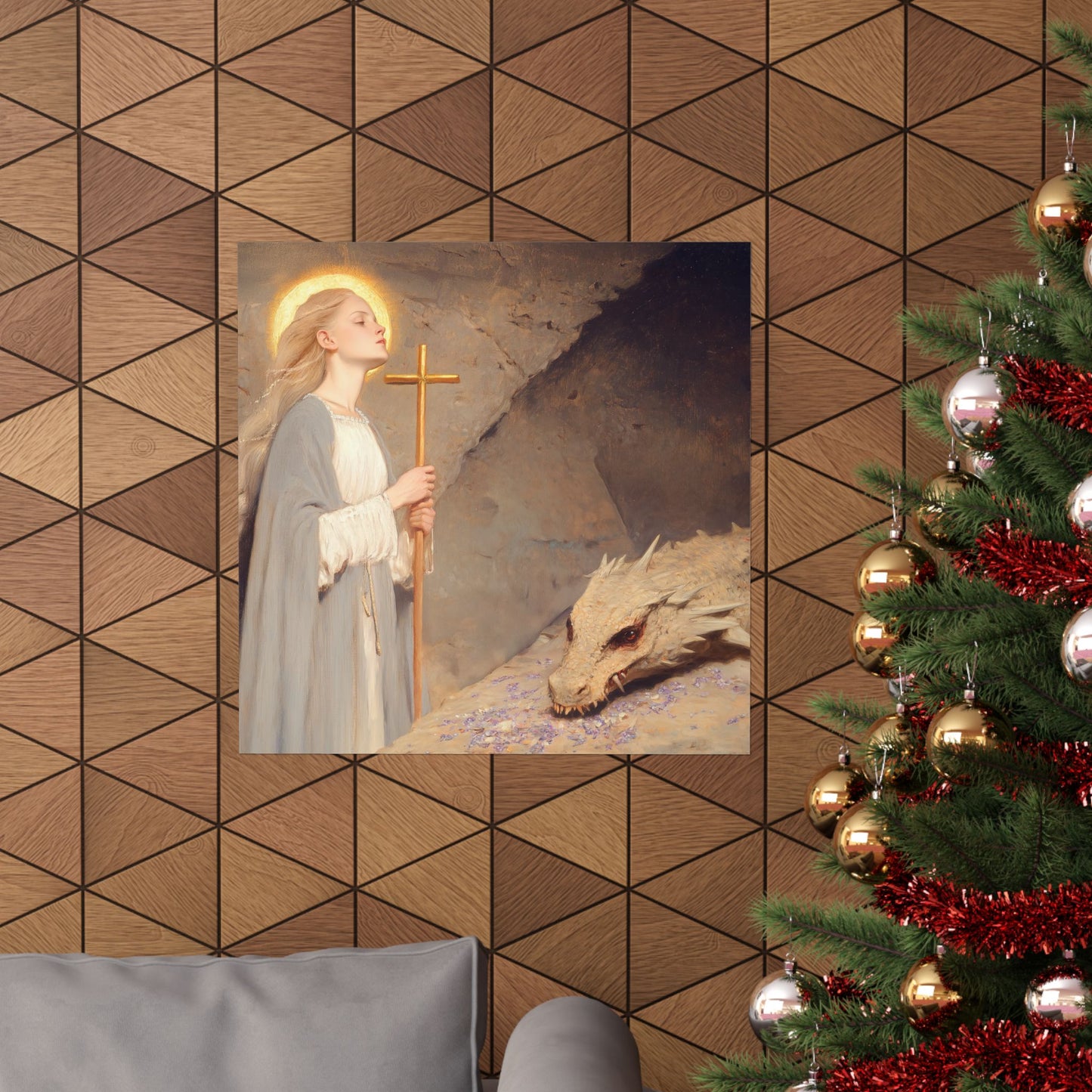 Saint Margaret of Antioch - Sanctified Souls Print - Multiple Sizes - Premium Posters - Catholic Art - Christian Home Decor Artwork