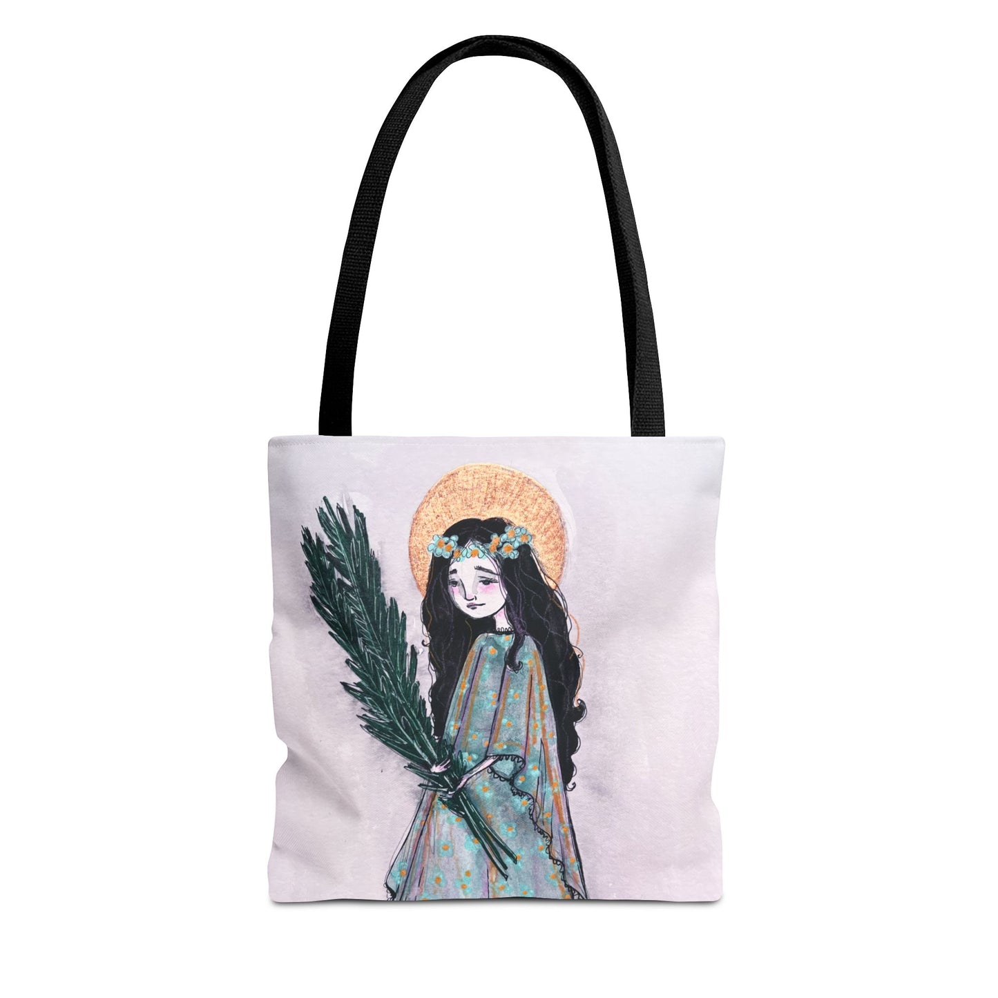 Saint Faith Tote - Hand-Drawn Art - Catholic Tote Bag | Faith Hope and Charity Saint | Christian Devotional Tote | Sanctified Solocosmo