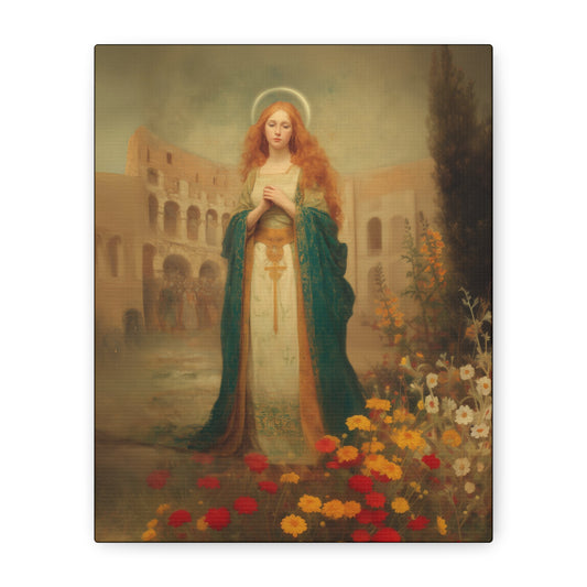 Saint Justina - Multiple Sizes - Catholic Home art - Museum Wrapped Canvas - Sanctified Souls Print - Catholic Martyr Art