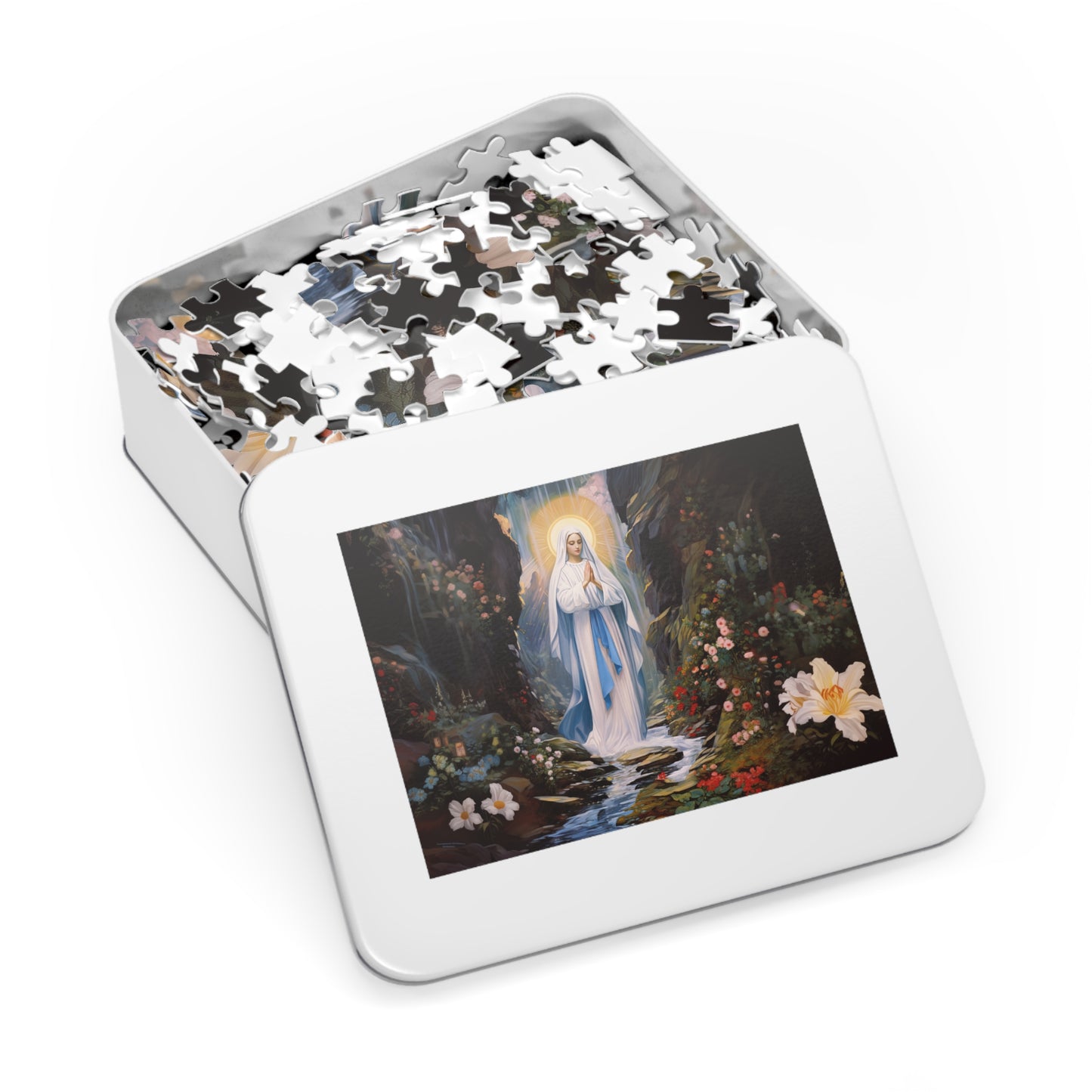 Our Lady of Lourdes - Puzzle and Keepsake Tin - Religious Jigsaw Puzzle (30, 110, 252, 500,1000-Piece) - Religious Puzzle