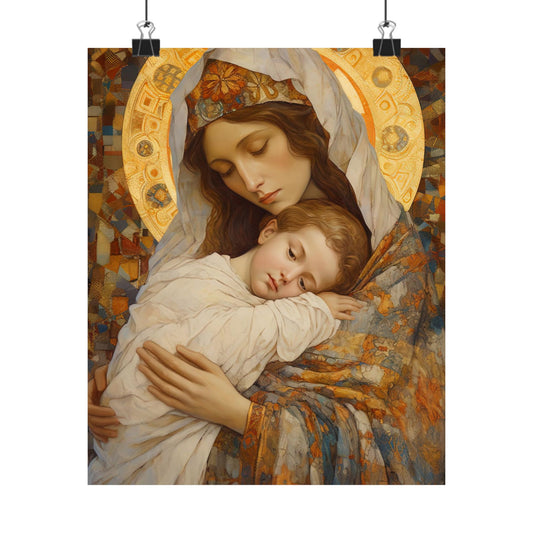 Cradle of Grace - Madonna and the Christ Child - Print - Sanctified Souls Print - Multiple Sizes - Premium Matte Vertical Posters