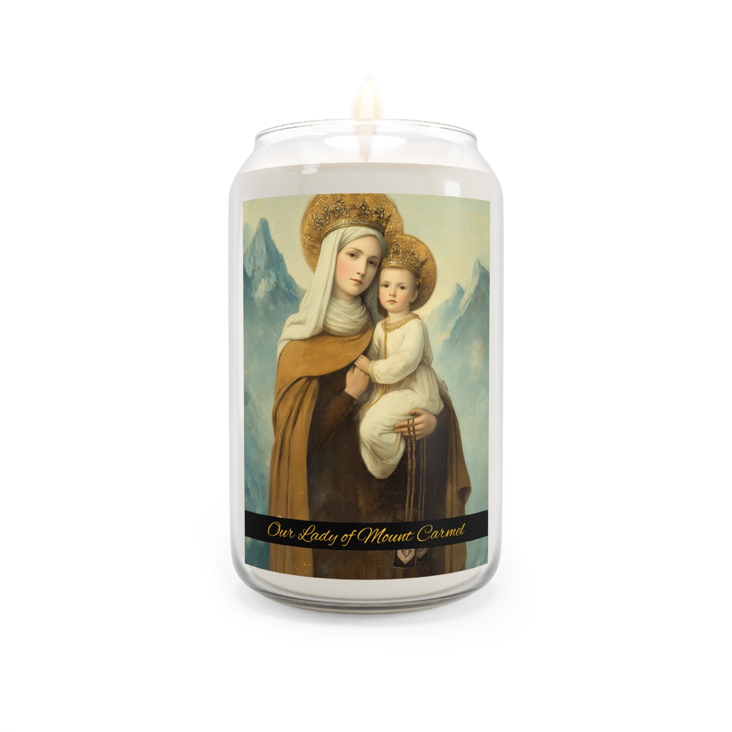 The Gift of the Scapular - Our Lady of Mount Carmel - Scented Prayer Candle, 13.75oz - Tall Size - Religious Prayer Candle - Catholic Art
