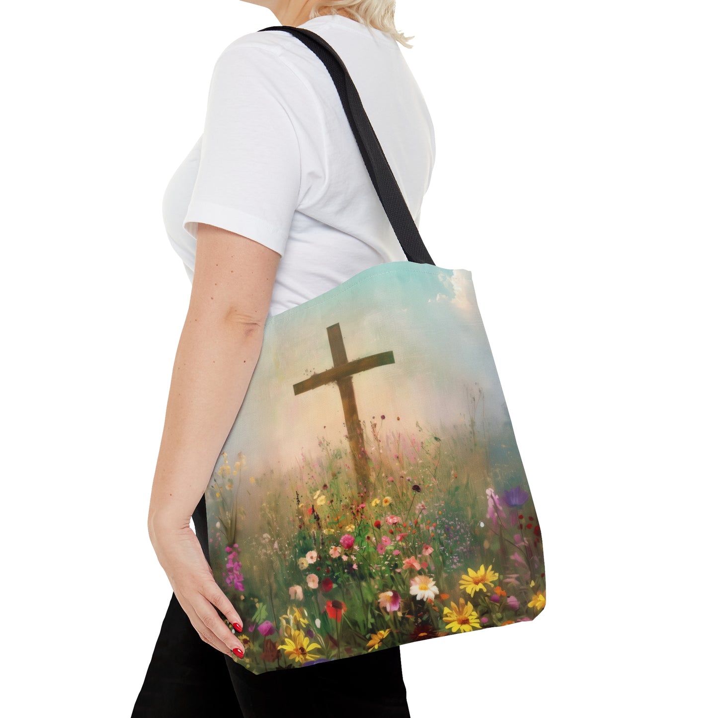 The Cross That Called the Earth to Life Tote Bag - Large Medium Small Faith Art Bag - Catholic Faith Purse - Double Sided
