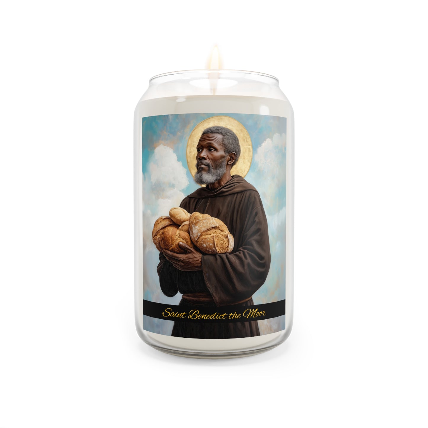 Saint Benedict the Moor - Scented Prayer Candle, 13.75oz - Tall Size - Religious Prayer Candle - Catholic Art