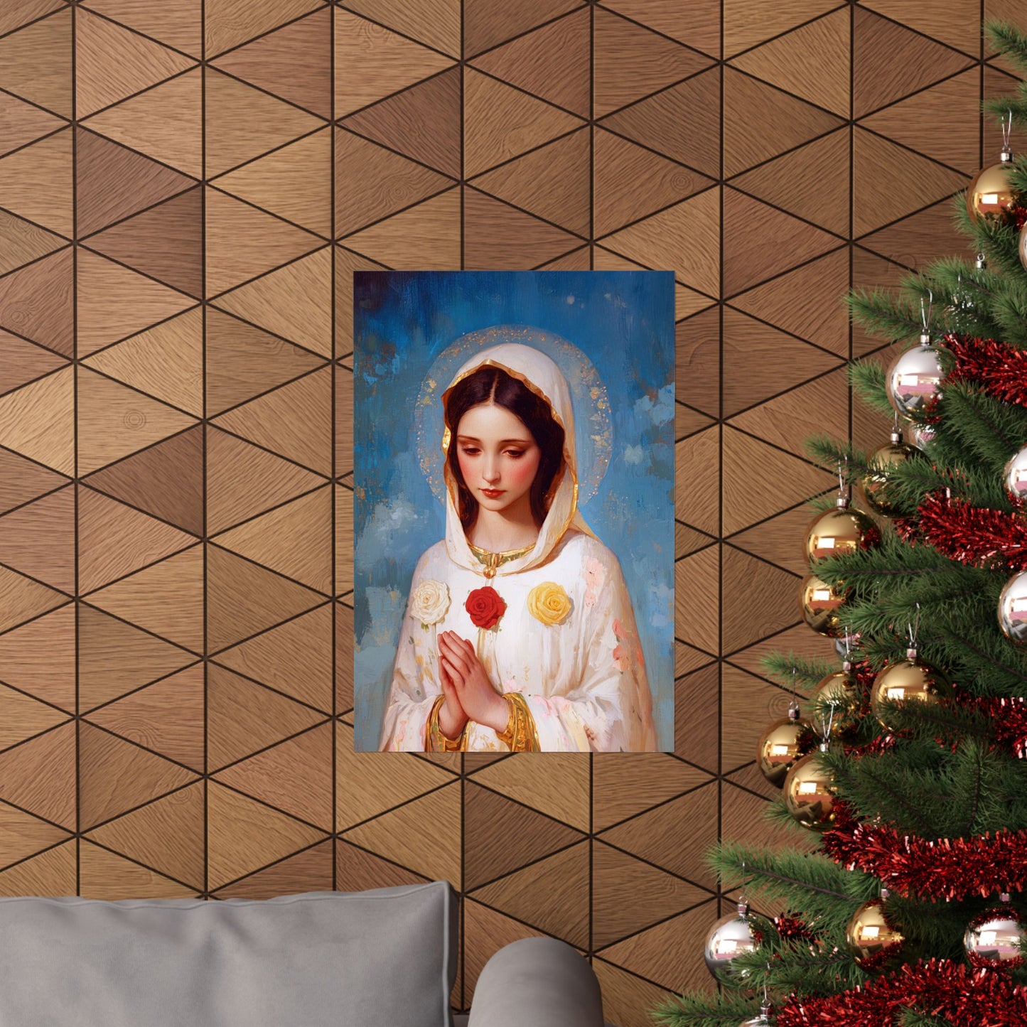 Rosa Mystica - Mystical Rose - Mother Mary - Marian Art - Sanctified Souls Print - Multiple Sizes - Premium Vertical Posters
