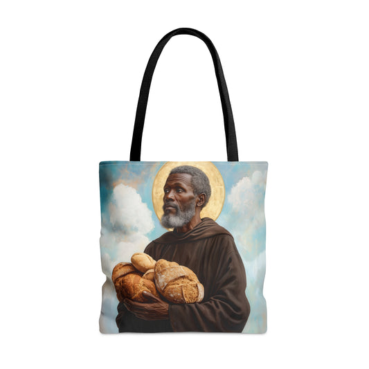Saint Benedict the Moor Tote Bag - Large Medium Small Faith Art Bag - Catholic Faith Purse - Double Sided - Religious Art - Christ Child