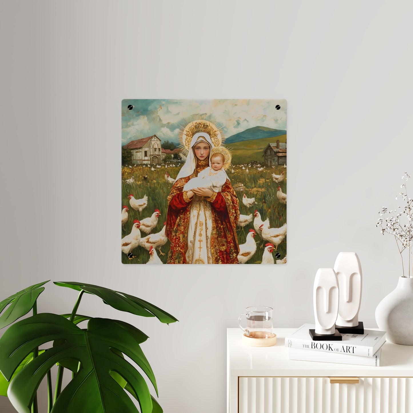 Our Lady of the Hens Acrylic Wall Art Panel - Ready to Hang Acrylic Print - Catholic Saint Art