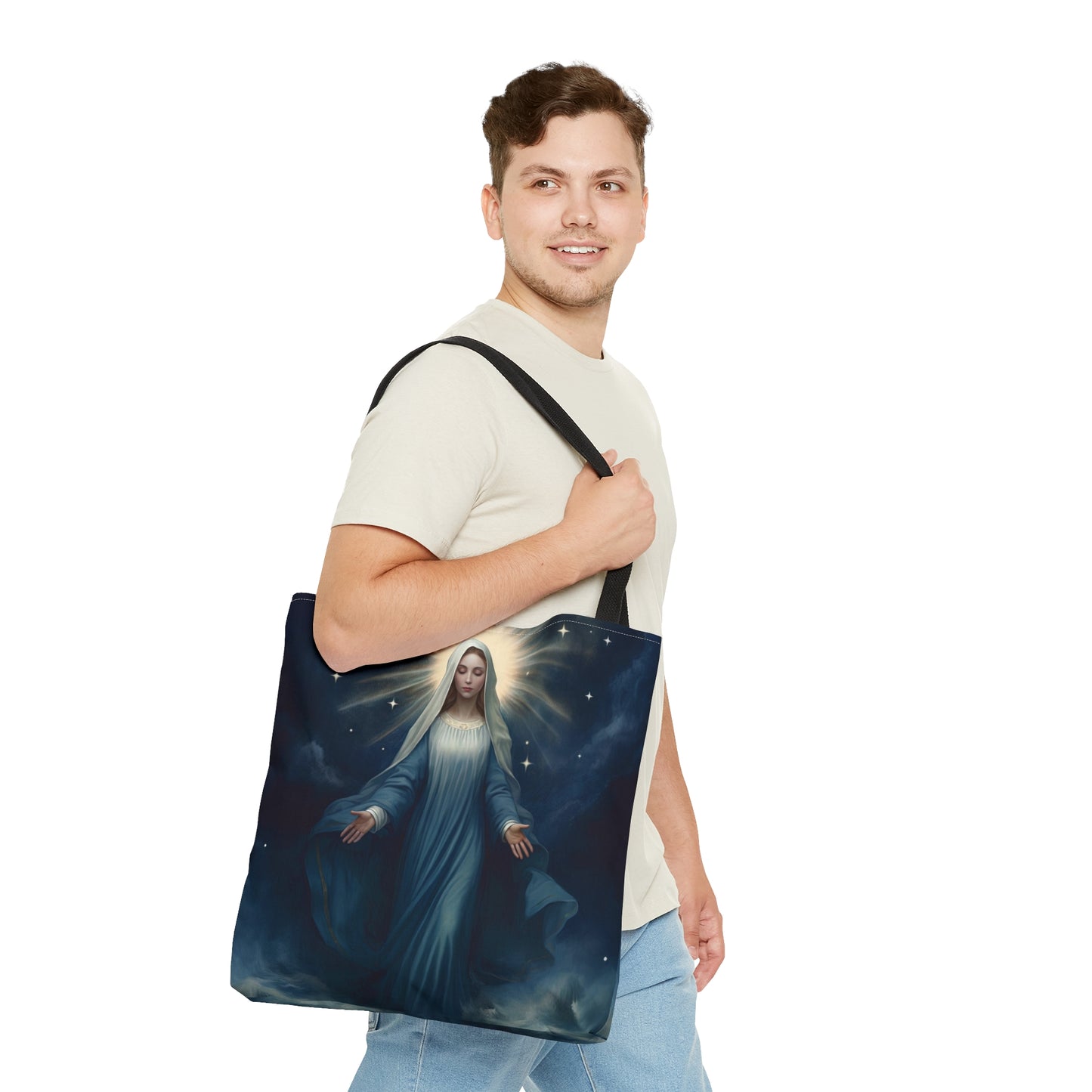 Our Lady Star of the Sea Tote Bag - Large Medium Small Faith Art Bag - Re usable Tote Purse - Double Sided - Catholic Art Bag - Mother Mary