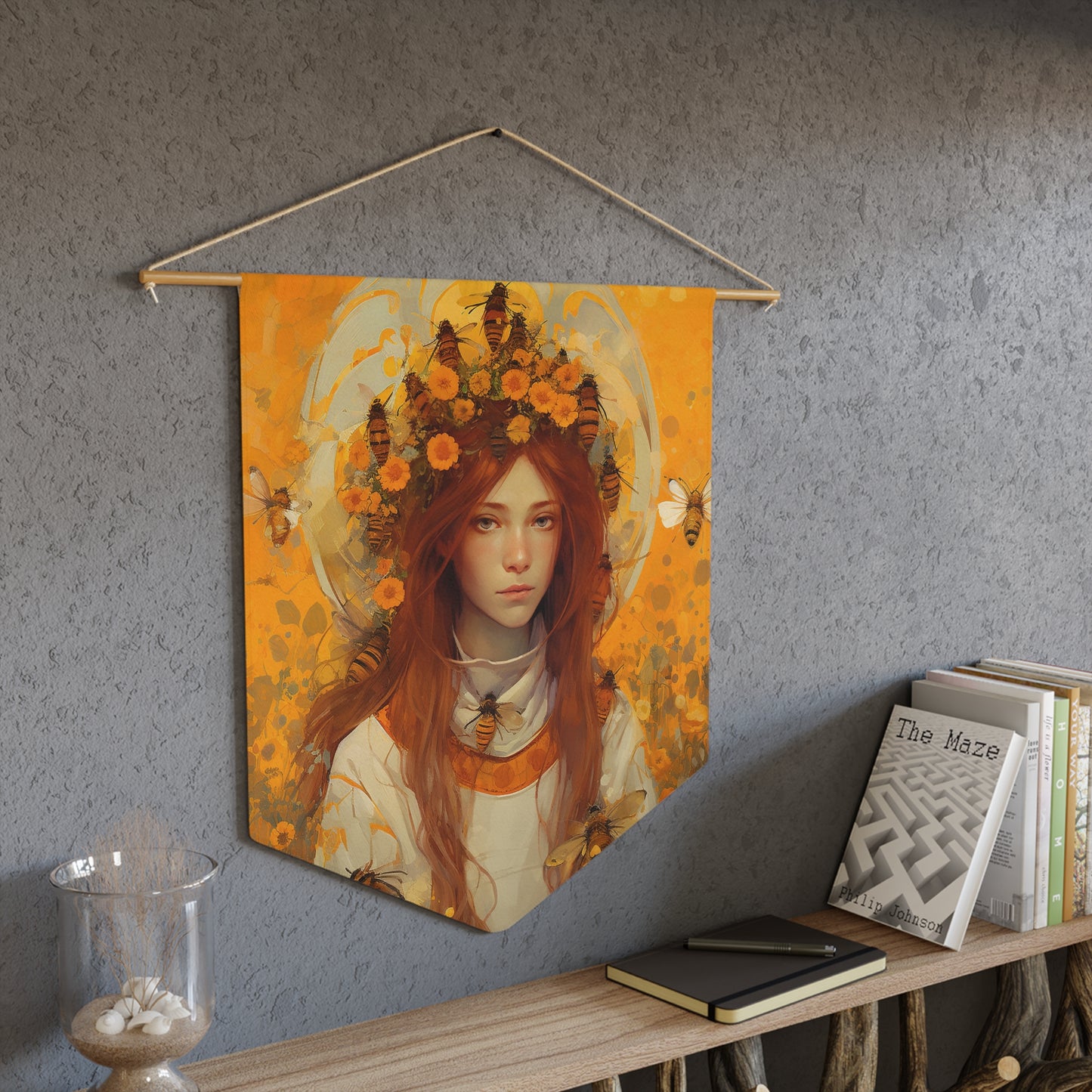 Saint Abigail Wall Banner / Wall Hanging / Pennant - Religious Art - Catholic Art - Large Print - 18" x 21" - Patron Saint of Beekeepers