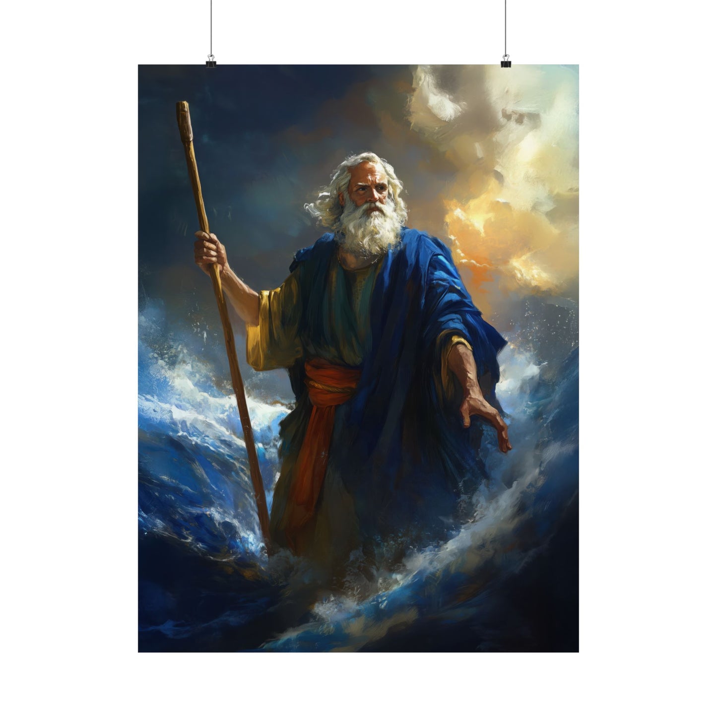 Moses Before the Trembling Sea - Sanctified Souls Print - Multiple Sizes - Premium Matte Vertical Posters