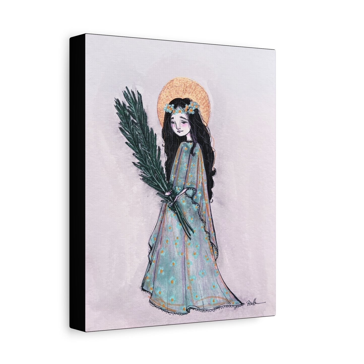 Saint Faith Canvas Print - Hand-Drawn Art - Catholic Print | Faith Hope and Charity Sacred Art | Sanctified Solocosmo Religious Artwork