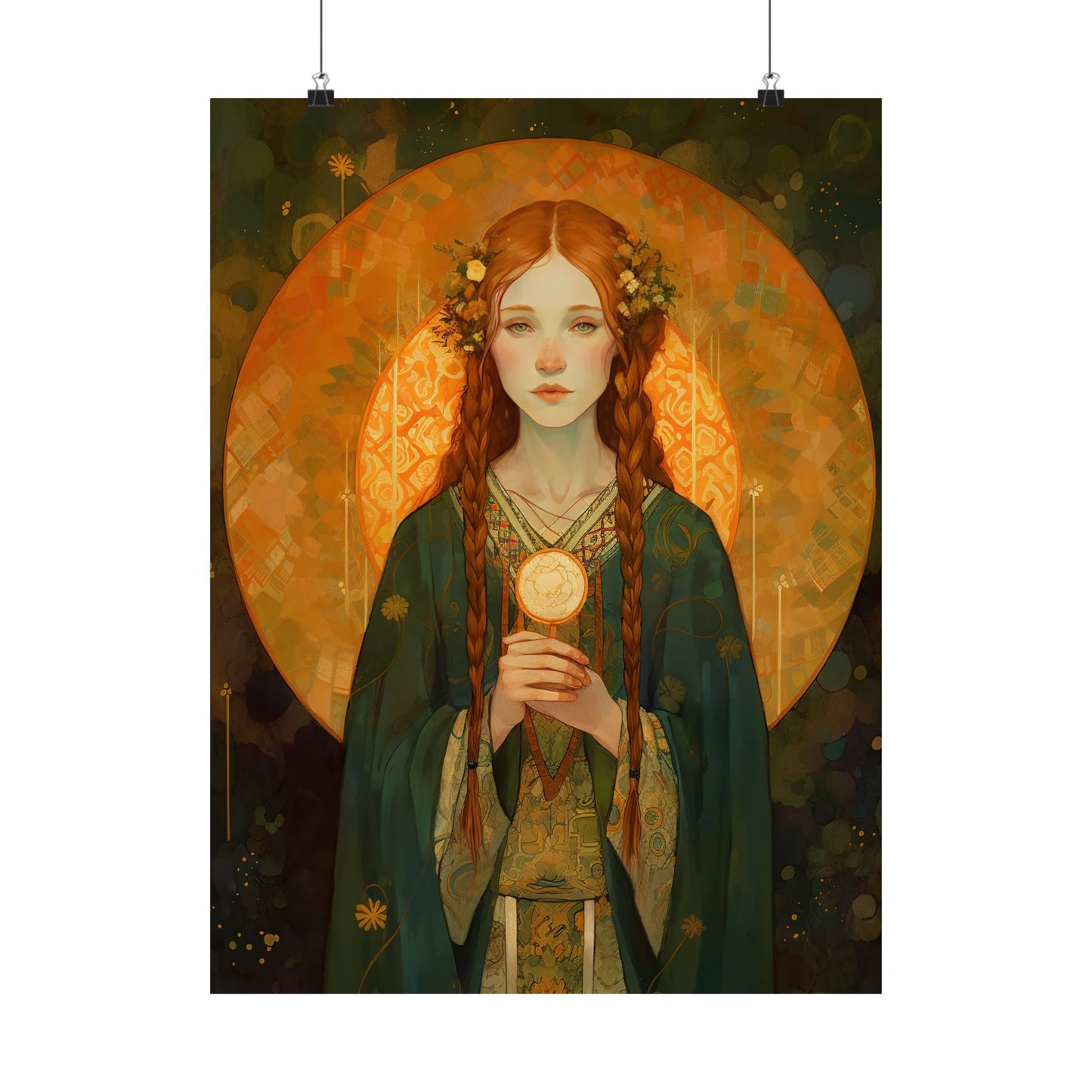 Saint Brigid of Ireland - Sanctified Souls Print - Multiple Sizes - Premium Matte Vertical Posters