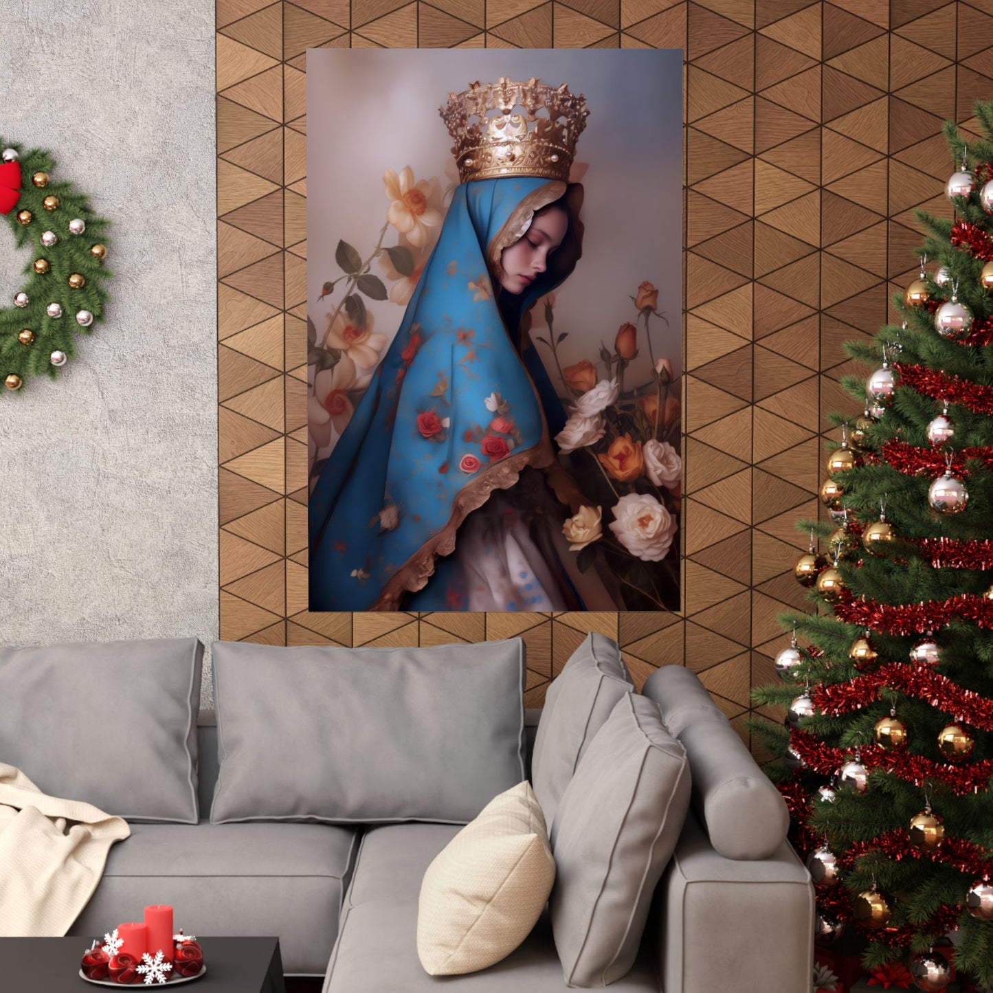 Our Lady of the Roses - Sanctified Souls Print - Multiple Sizes - Premium Matte Vertical Posters - Mother Mary Print