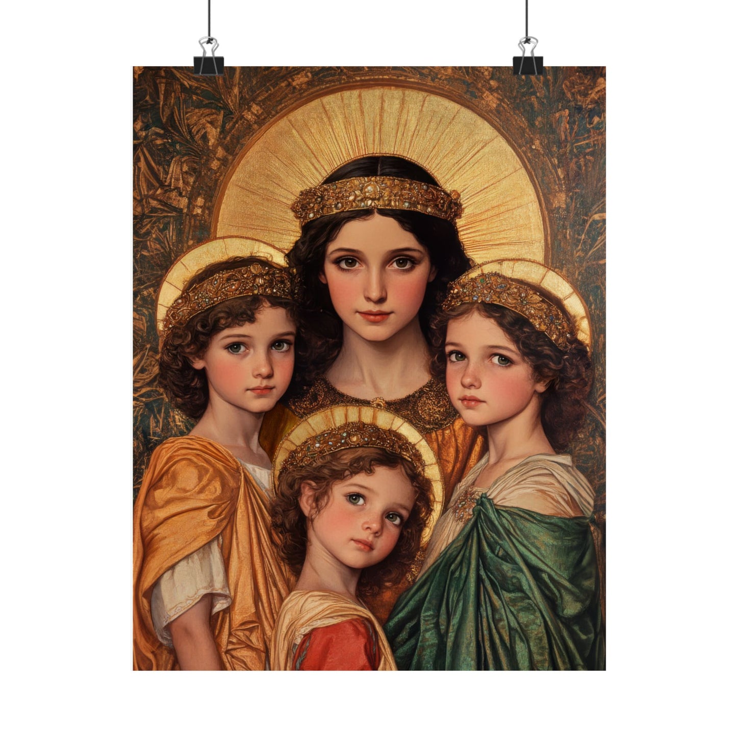 Saints Sophia, Faith, Hope and Charity - Sanctified Souls Print - Multiple Sizes - Premium Posters - Catholic Art - Christian