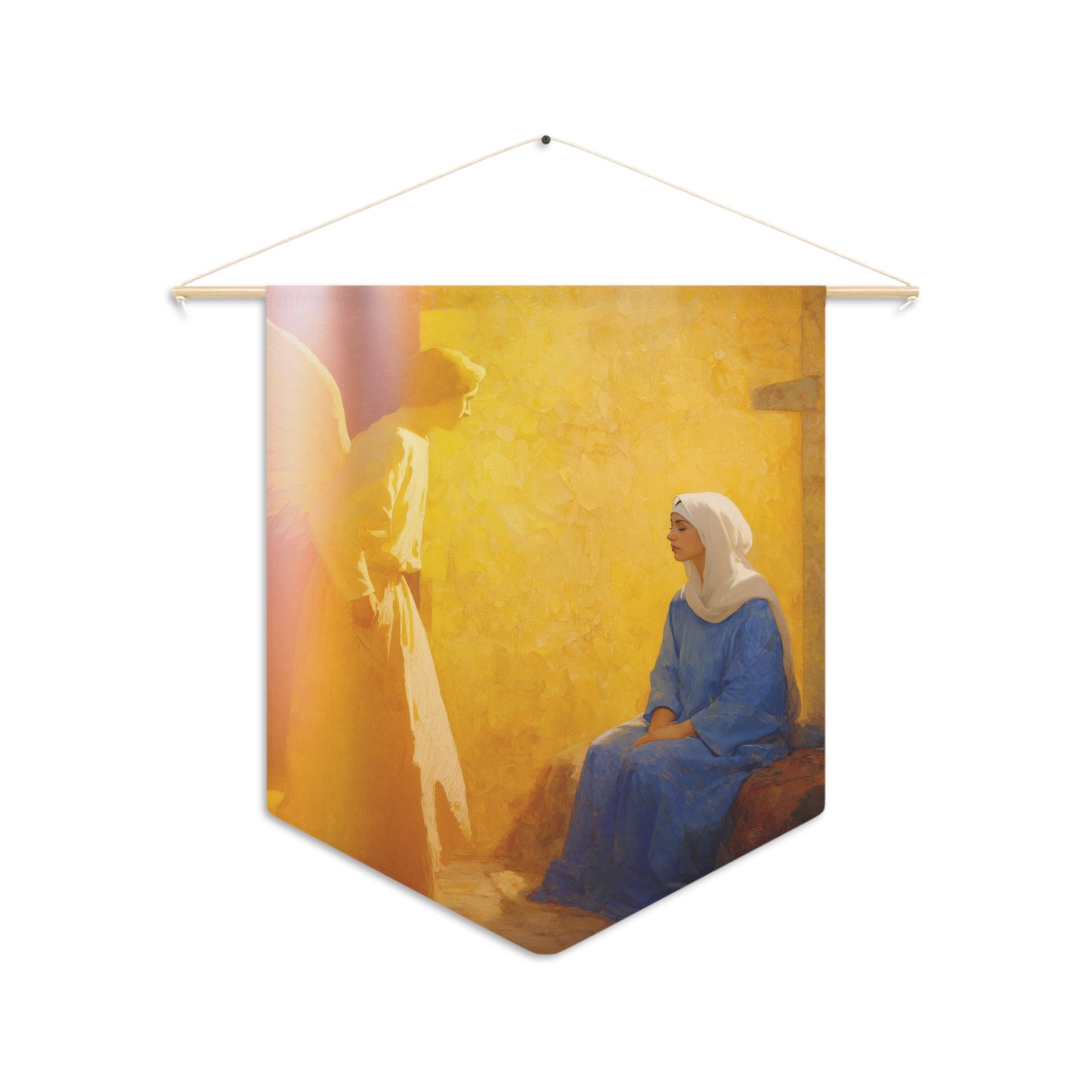 Mary's Yes - Quiet Fiat - Mother Mary - Marian Art - Pennant / Banner / Wall Hanging - Catholic Art - Large - 18" x 21"