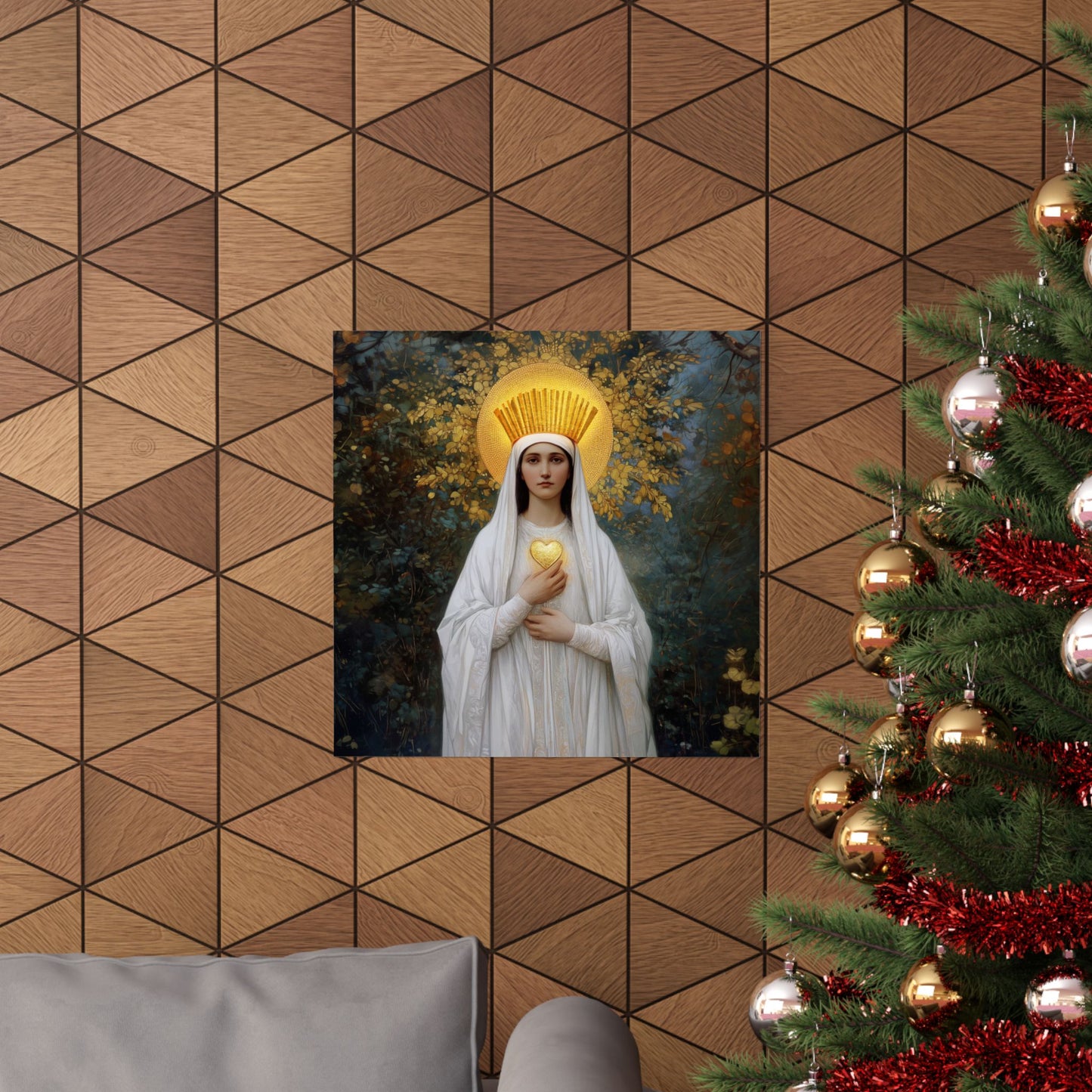 Our Lady of Beauraing - Our Lady of the Golden Heart - Marian Art - Sanctified Souls Print - Multiple Sizes - Premium Vertical Posters