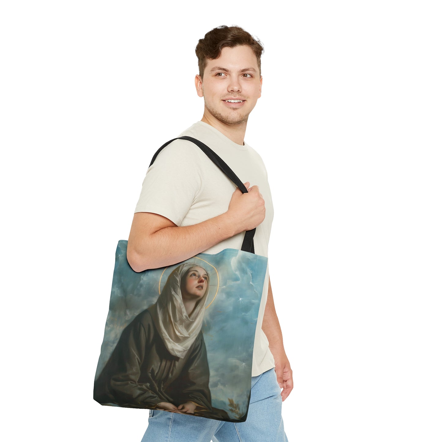 Saint Margaret of Cortona Tote Bag - Purse - Three sizes - Faith Art Bag - Catholic faith inspired carry-all purse - Double Sided