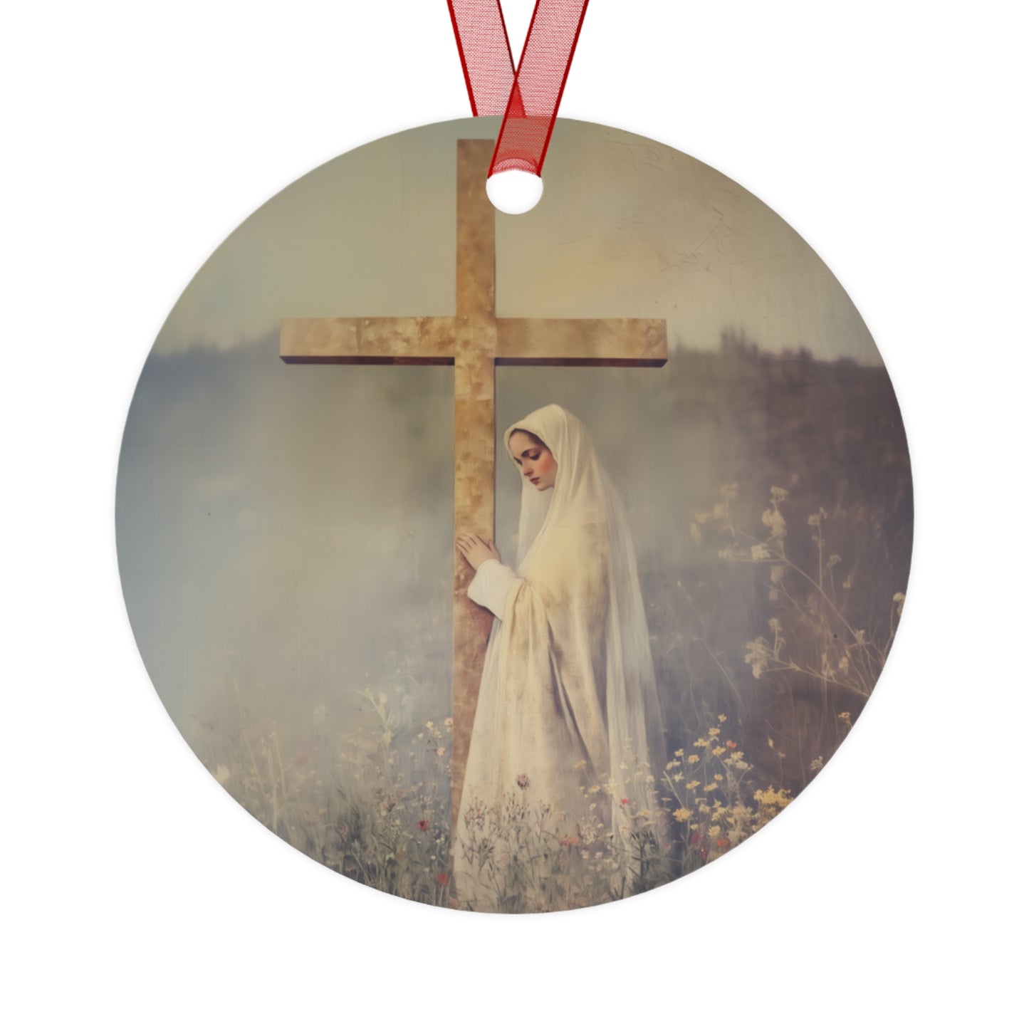 The Feast of the Exaltation of the Holy Cross Metal Ornament - Religious Holiday Christmas Ornament and Keepsake - Prayer Ornament