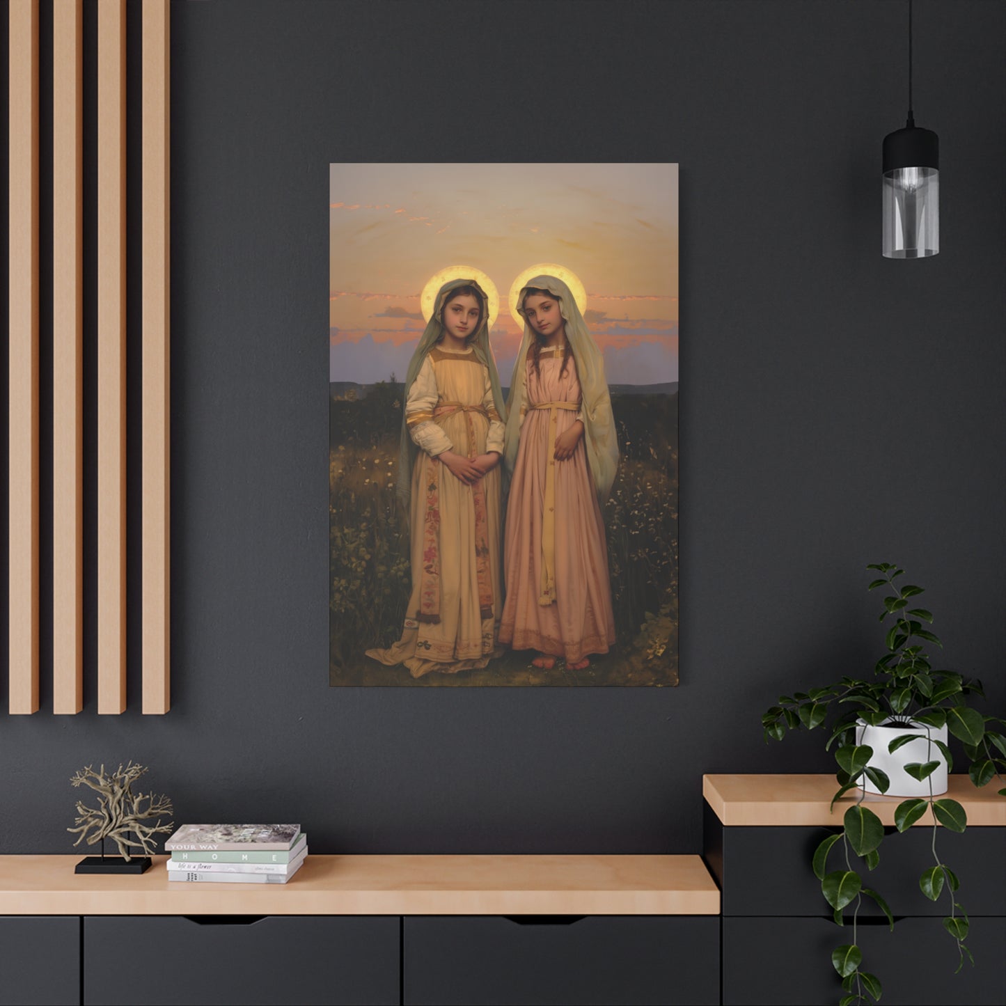 Saints Nunilo and Alodia - Museum Wrapped Canvas - Print - Religious Art for your Home - Christian print - Prayer Room Catholic Saint