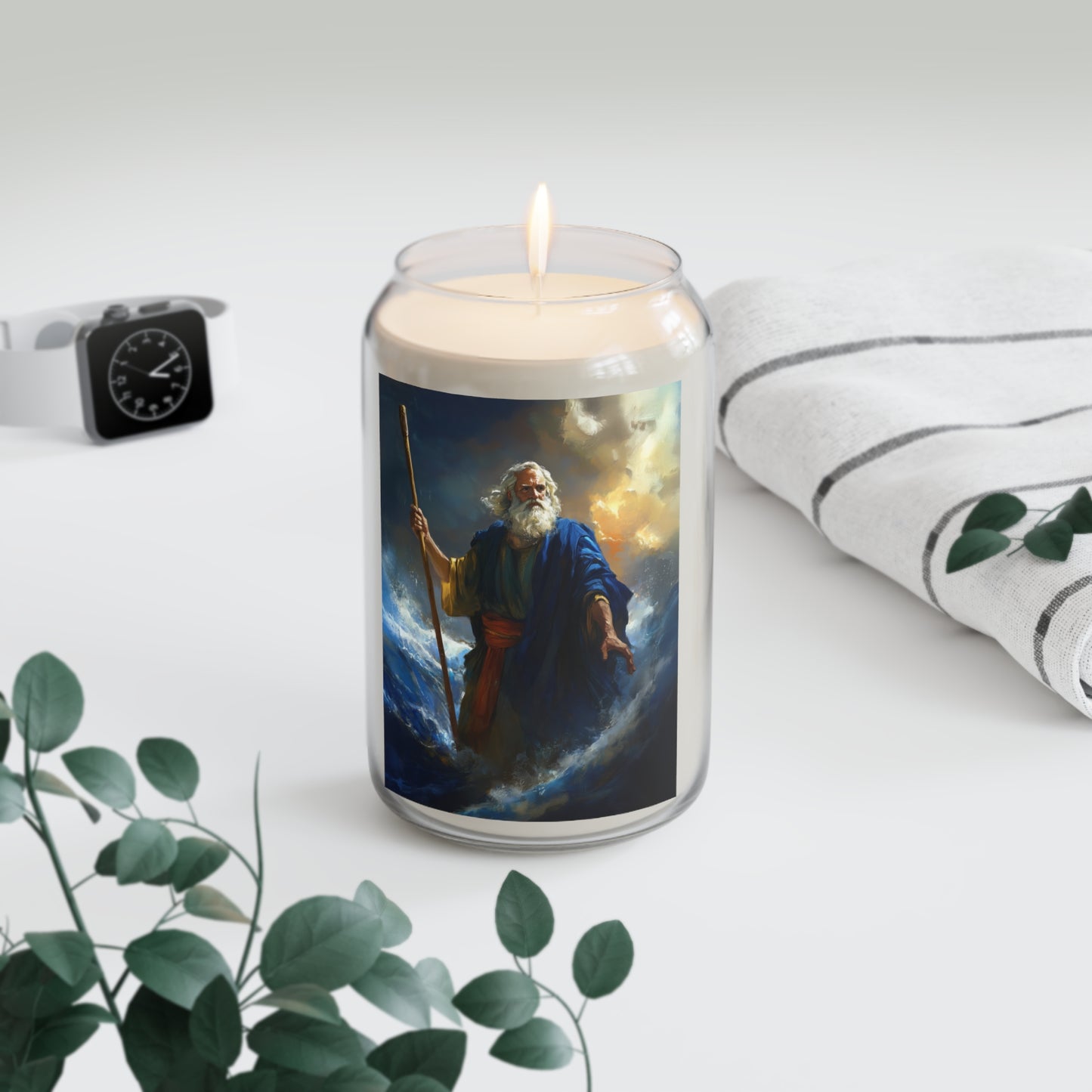 Moses before the trembling sea - Scented Prayer Candle, 13.75oz - Tall Size - Religious Prayer Candle