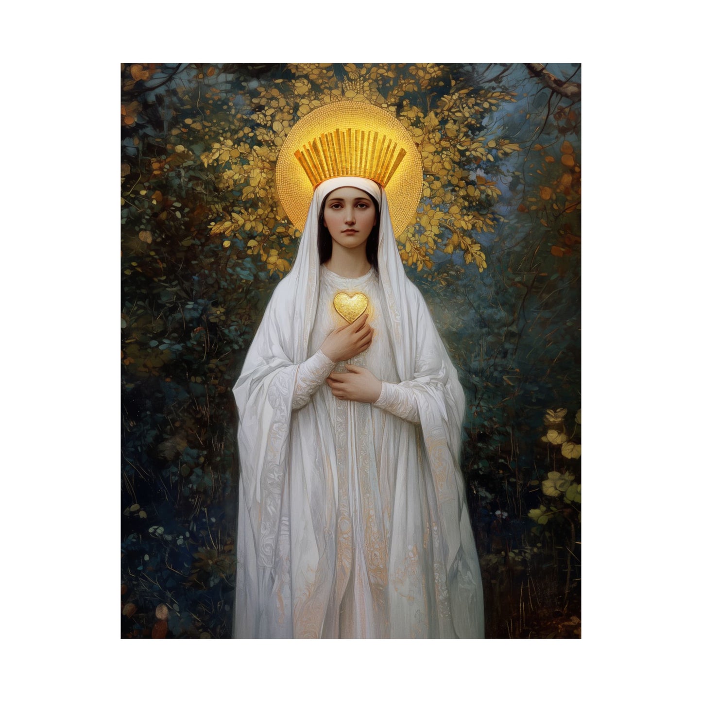Our Lady of Beauraing - Our Lady of the Golden Heart - Marian Art - Sanctified Souls Print - Multiple Sizes - Premium Vertical Posters