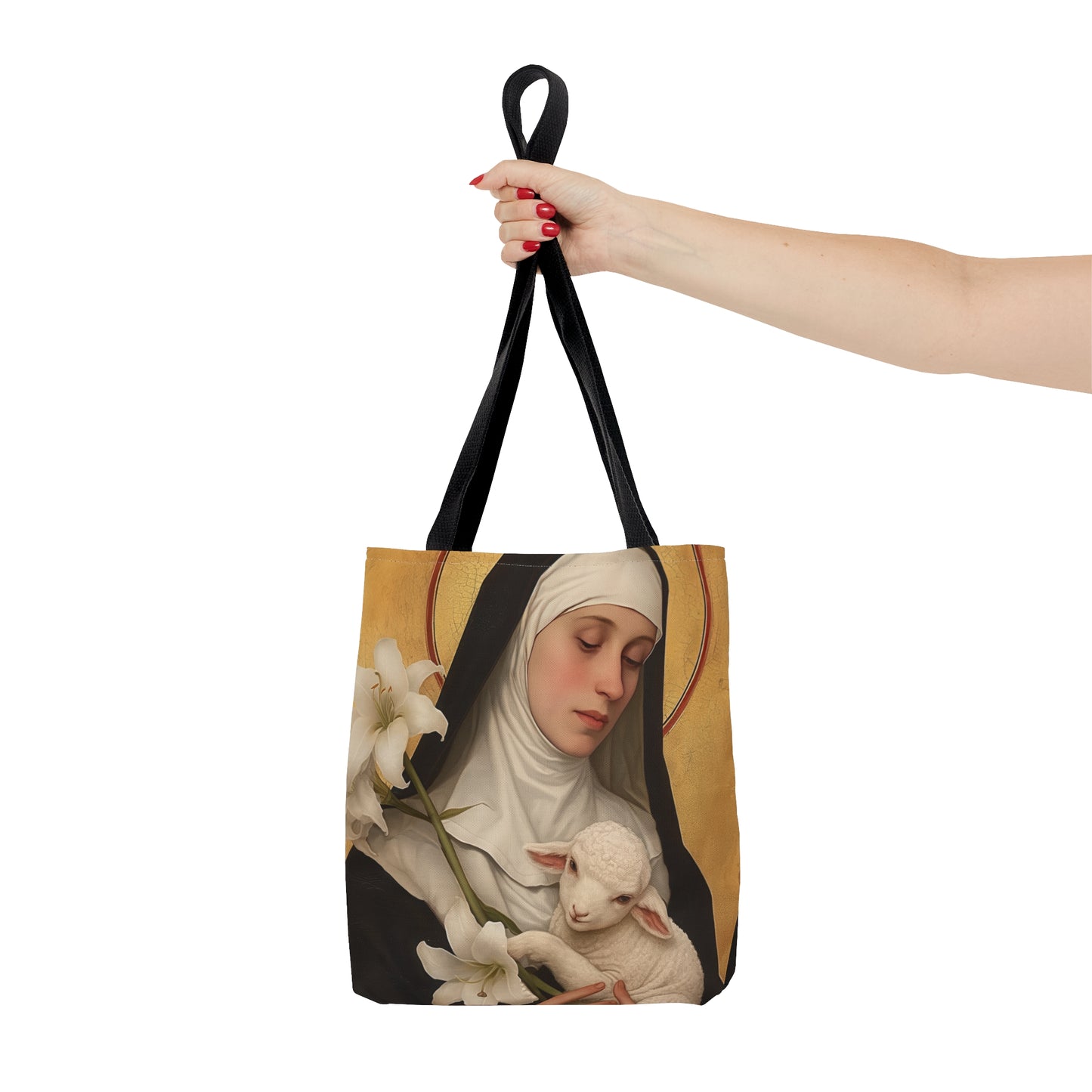 Saint Agnes of Montepulciano Tote Bag - Large Medium Small Faith Art Bag - Catholic Faith Purse - Religious Carry All Reusable Tote Bag
