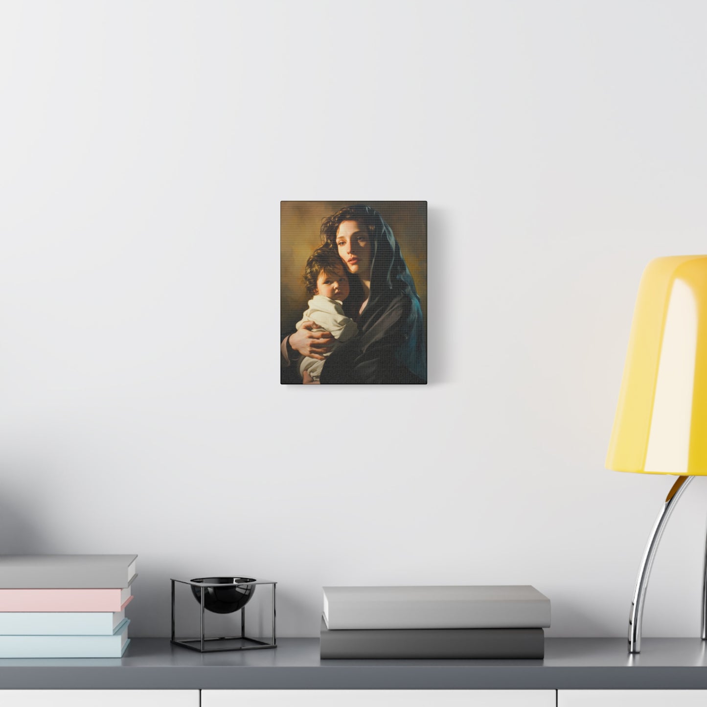 A mother's Gentle Embrace - Mary and The Christ Child - Museum Wrapped Canvas - Print - Religious Art for your Home - Catholic Saint Art