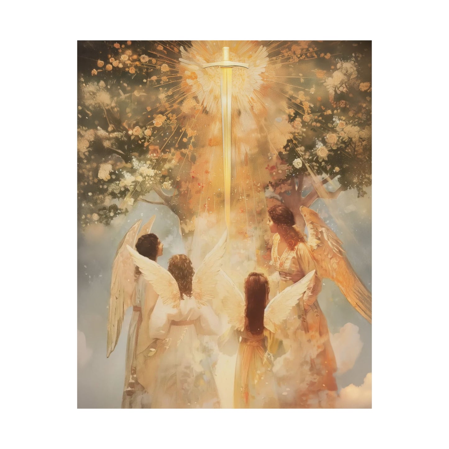 The Watchers of the First Dawn - Guardians of Eden - Sanctified Souls Print - Multiple Sizes - Premium Matte Vertical Posters