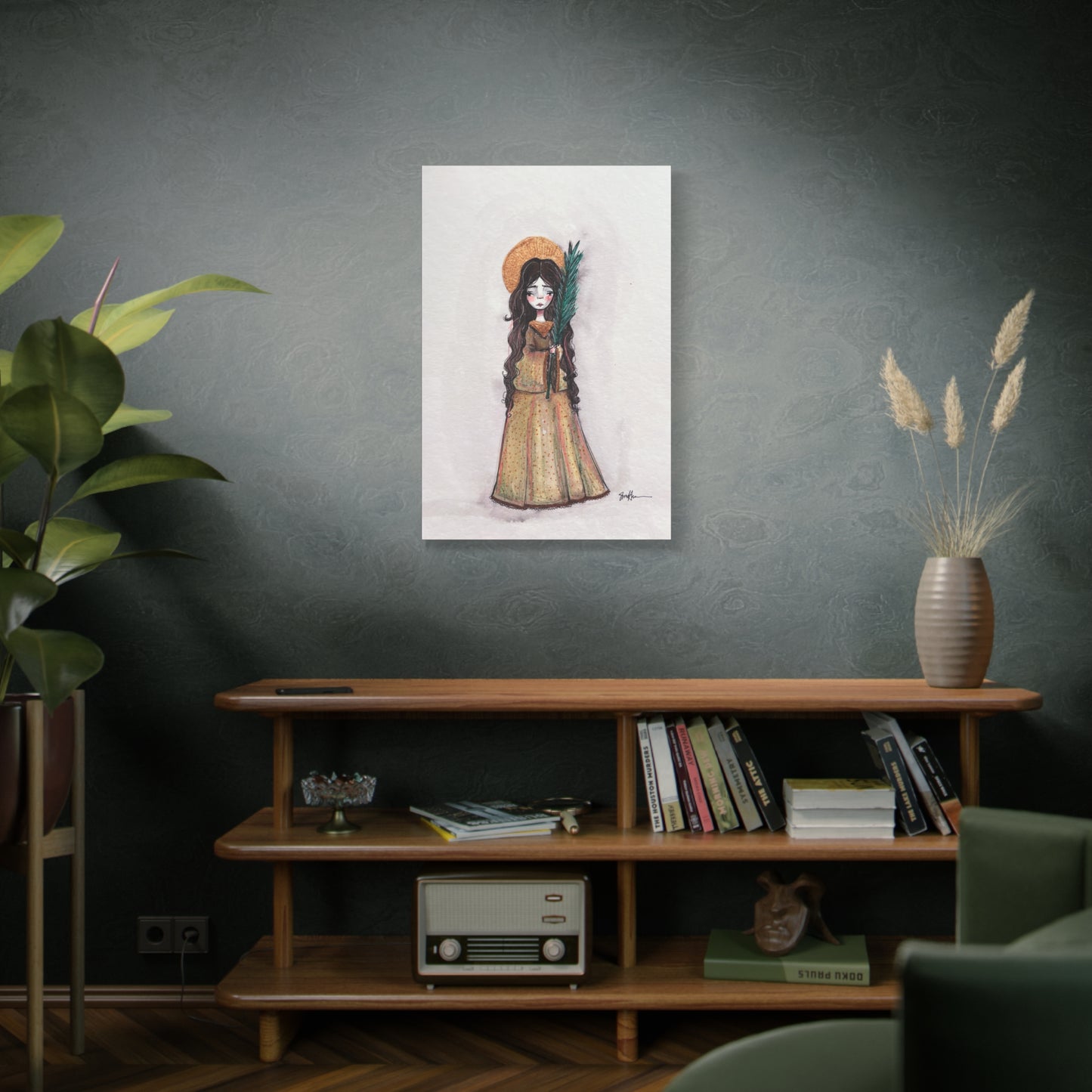 Saint Hope Canvas - Hand-Drawn Art | Catholic Canvas Print | Faith Hope and Charity Middle Sister | Sacred Art |  Devotional Artwork