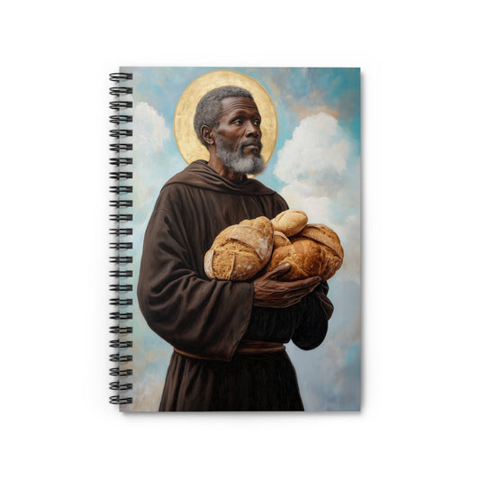 Saint Benedict the Moor - Sanctified Souls Art - Religious Based Notebook - Spiral Notebook - Ruled Line