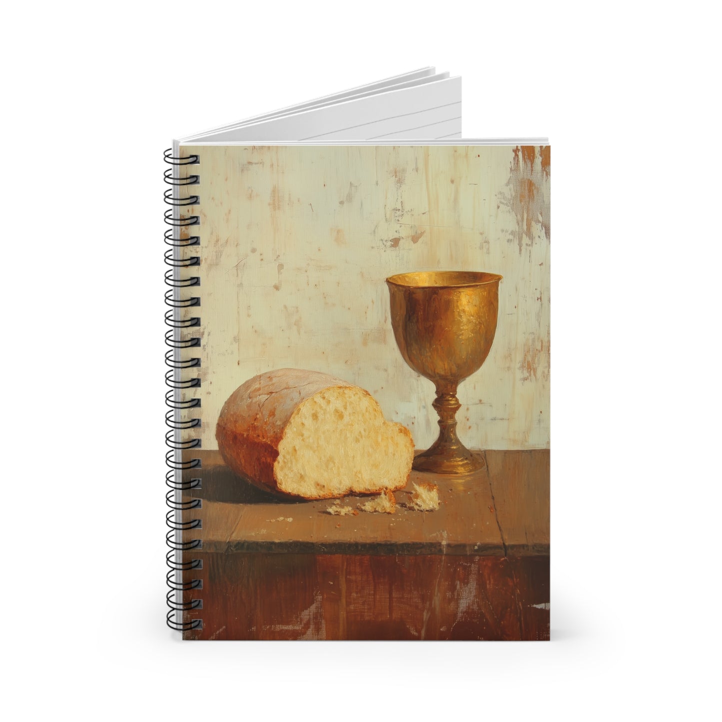 Cup of Sorrows, Bread of Life - Sanctified Souls Art - Religious Based Notebook - Spiral Notebook - Ruled Line
