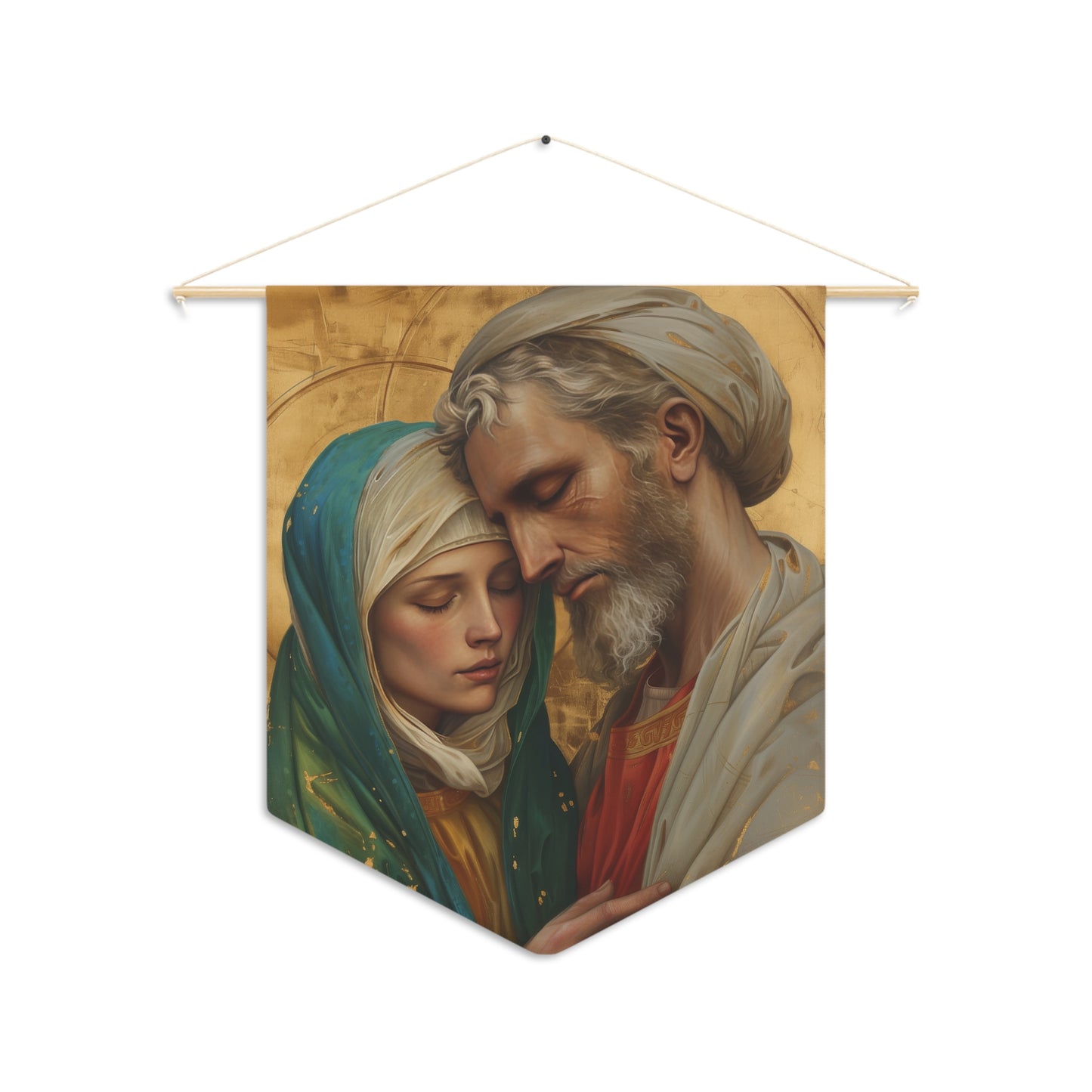 Saints Peter and Fevronia of Murom Wall Banner / Wall Hanging / Pennant - Religious Art for your home - Catholic Art - Large - 18" x 21"