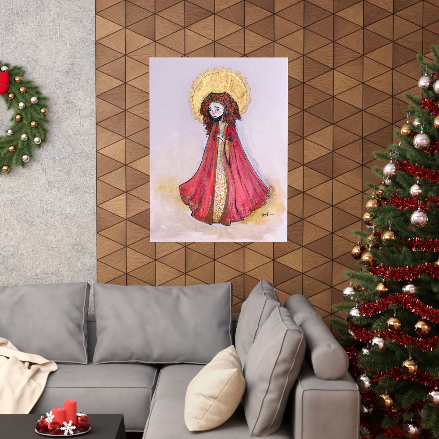 Saint Bibiana Hand-Drawn Catholic Art Print | Christian Devotional Wall Art | Sanctified Solocosmo Religious Poster