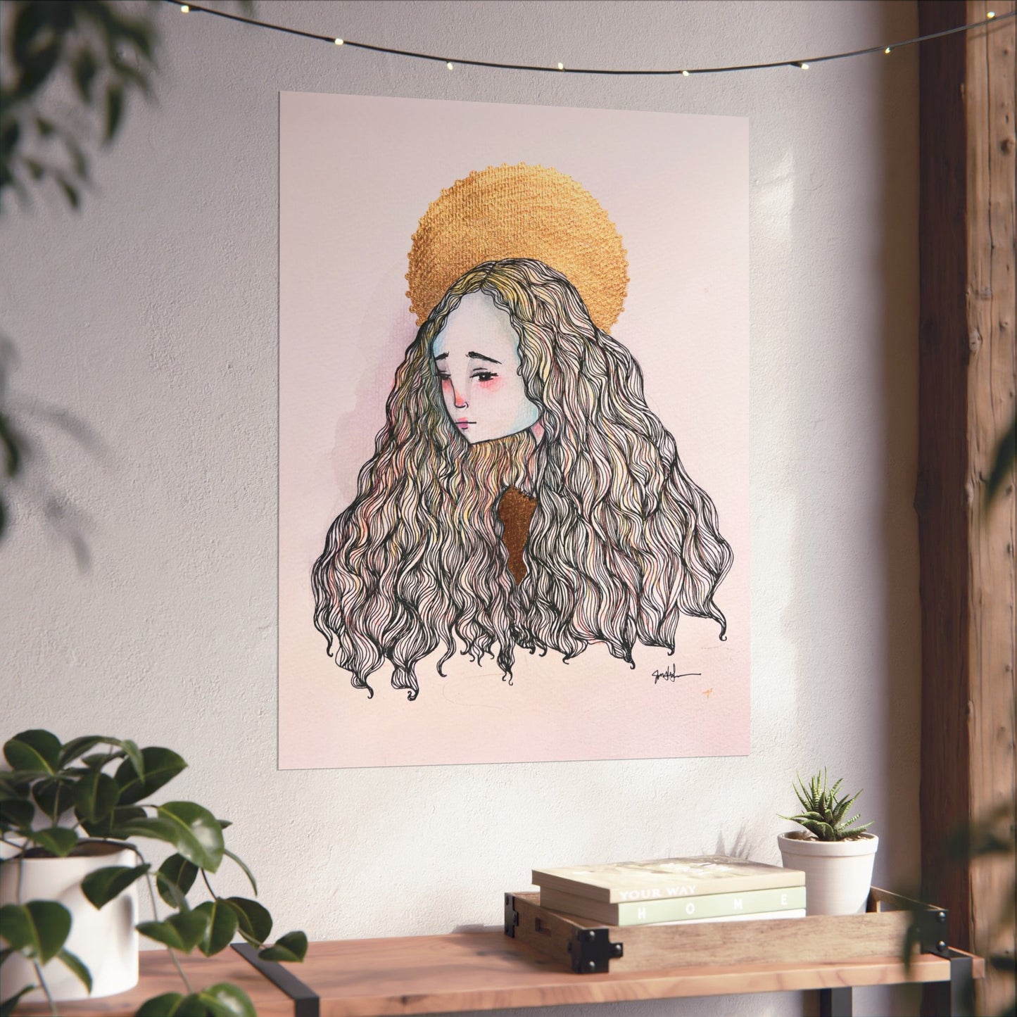 Saint Philomena Poster Print - Hand-Drawn Catholic Art Print | Christian Devotional Wall Art | Sanctified Solocosmo Religious Poster